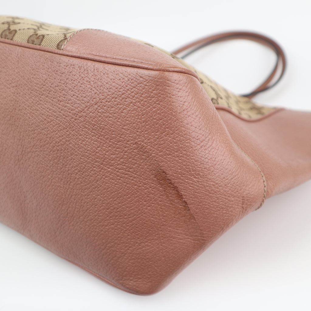 C2611 Gucci Tote Bag Pink/Beige GG Canvas Bree Tote Bag | Pre-Owned Very Good Pink / Beige GG Monogram Canvas