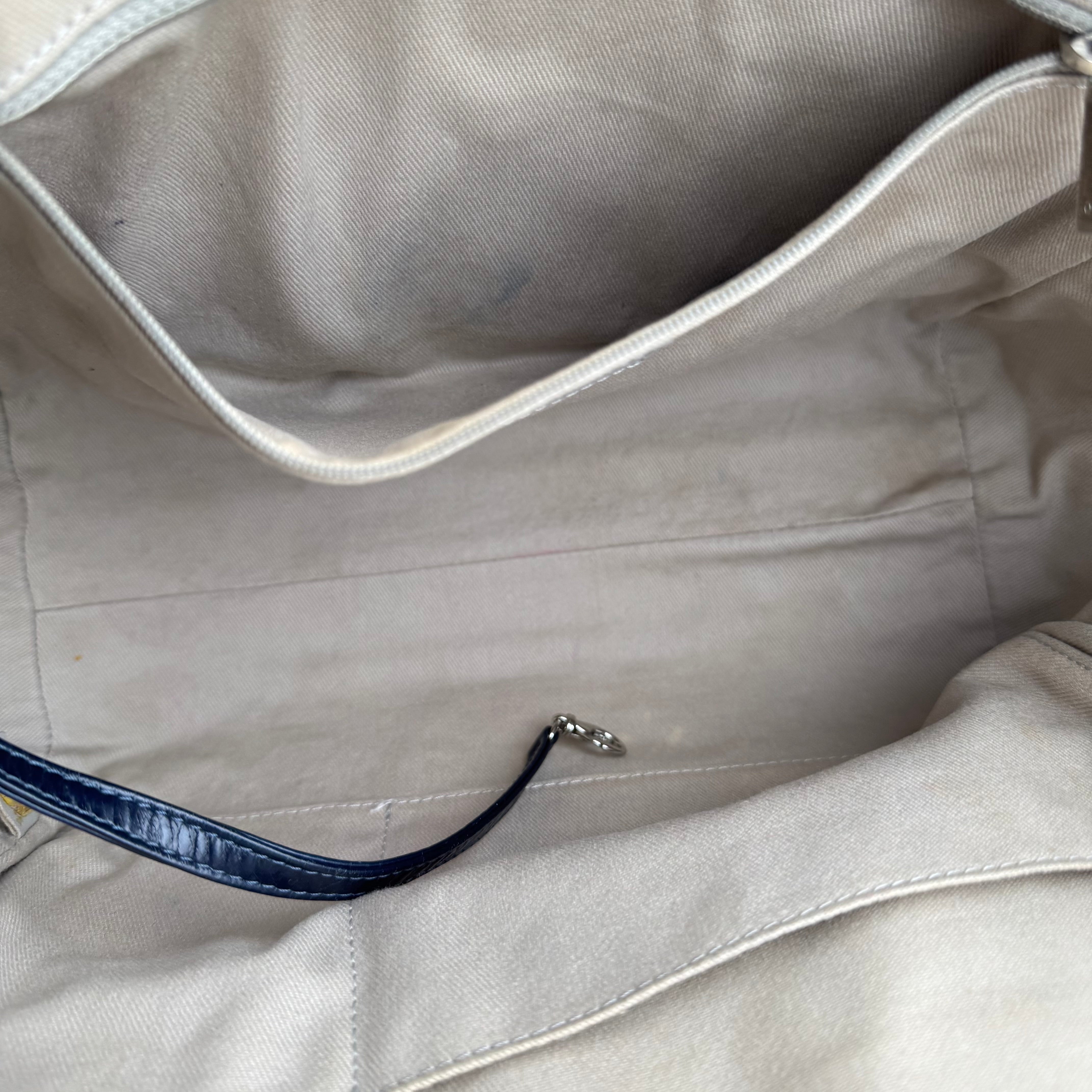 J1023 Chanel Deauville Large Navy Blue Leather Totes Bag- Pre Owned