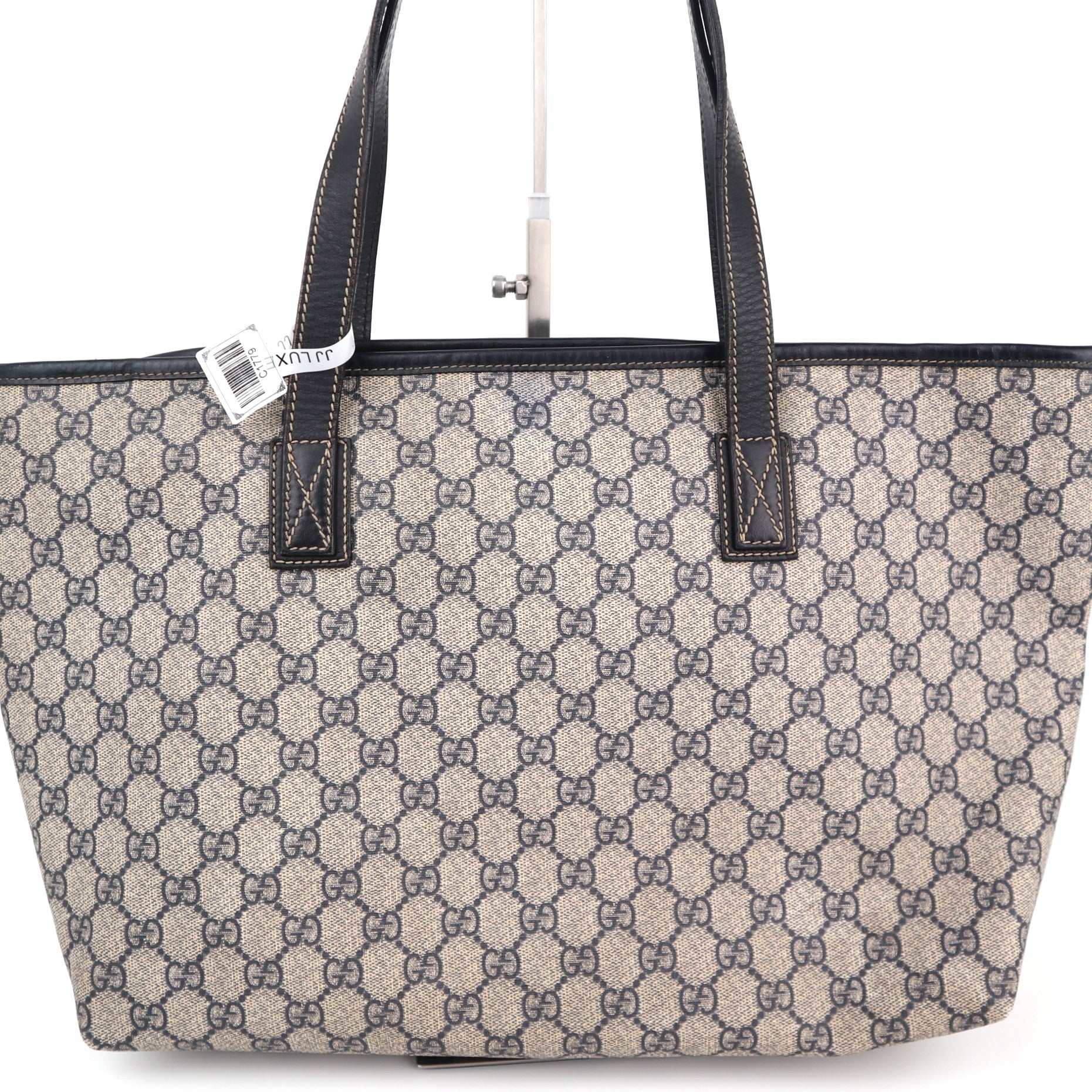 Gucci Blue/Beige GG Coated Canvas Medium Tote Bag Tote Bag C1779 | Pre-Owned Excellent Blue / Beige GG Canvas