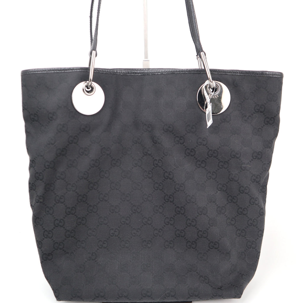 C2614 Gucci Tote Bag Eclipse GG Canvas Tote Black Vertical | Pre-Owned Excellent Black GG Monogram Canvas