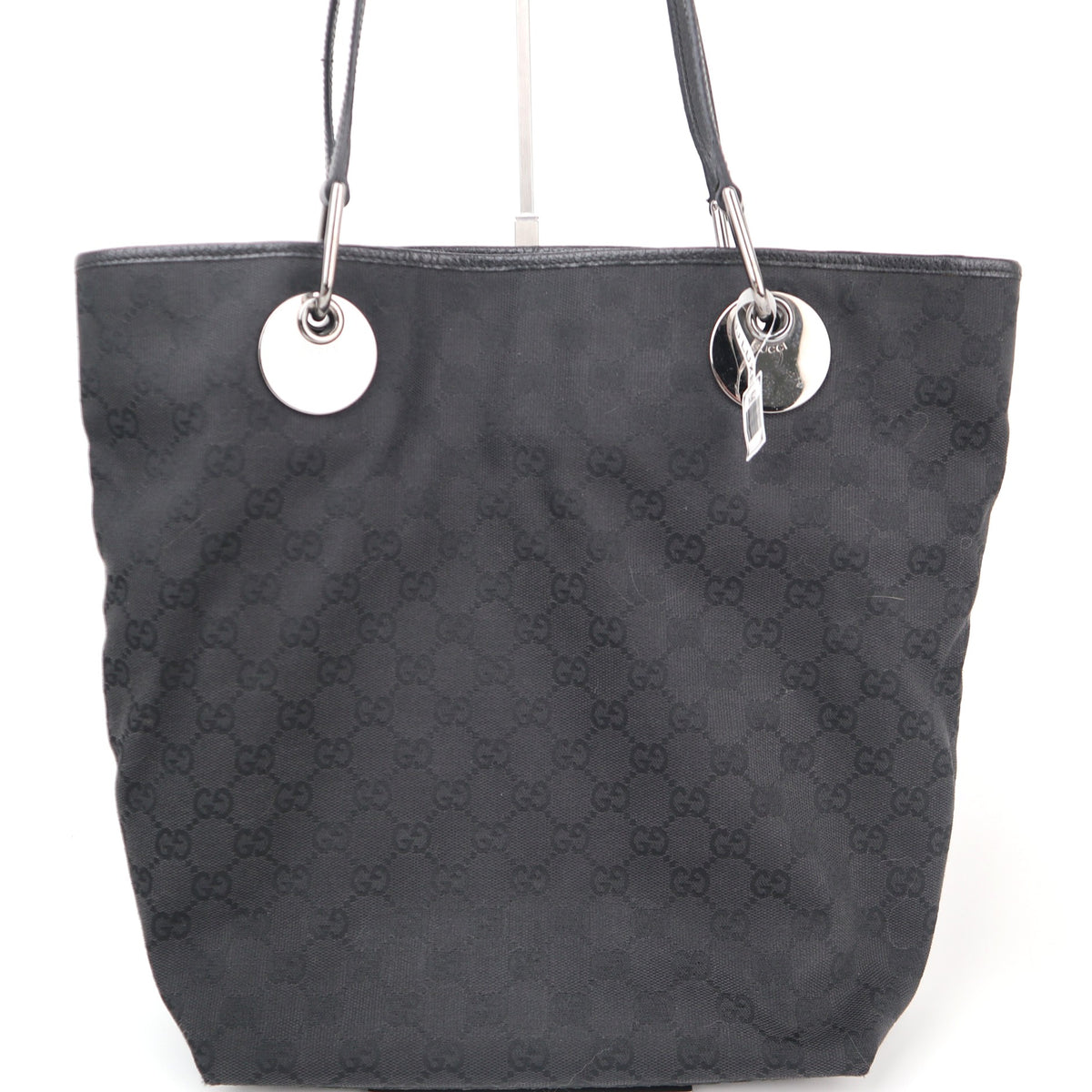 C2614 Gucci Tote Bag Eclipse GG Canvas Tote Black Vertical | Pre-Owned Excellent Black GG Monogram Canvas