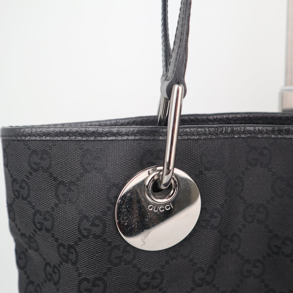 C2614 Gucci Tote Bag Eclipse GG Canvas Tote Black Vertical | Pre-Owned Excellent Black GG Monogram Canvas