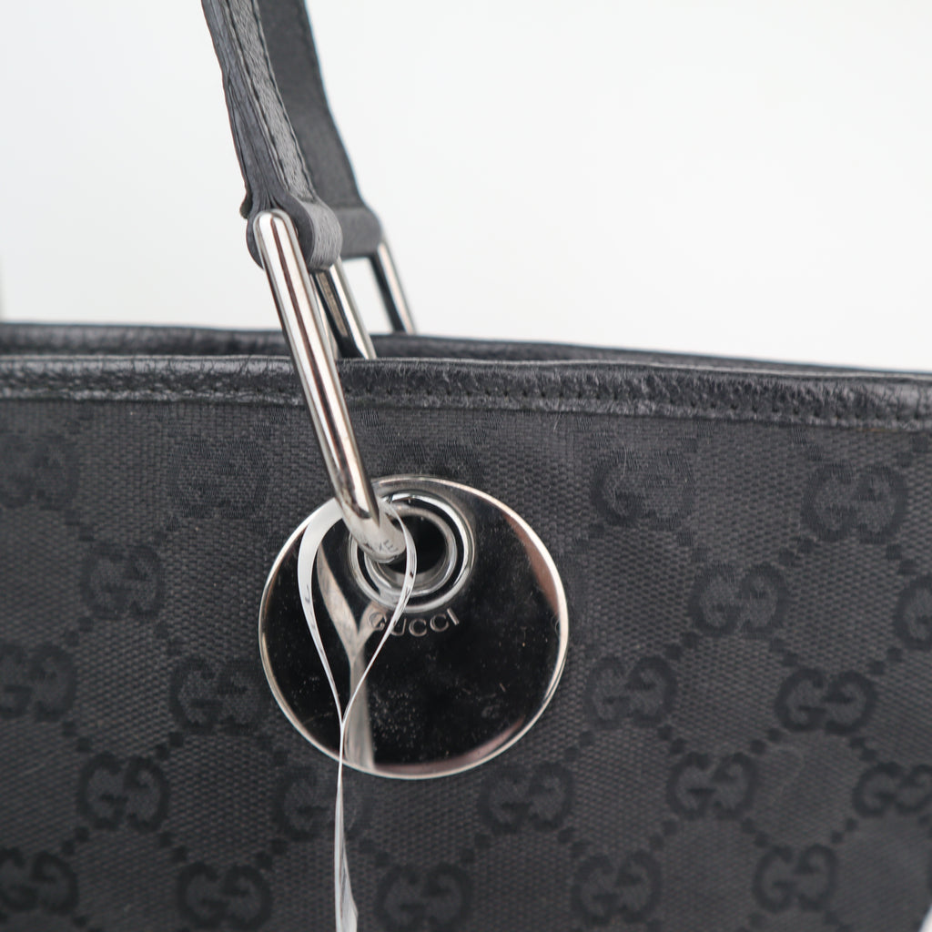 C2614 Gucci Tote Bag Eclipse GG Canvas Tote Black Vertical | Pre-Owned Excellent Black GG Monogram Canvas
