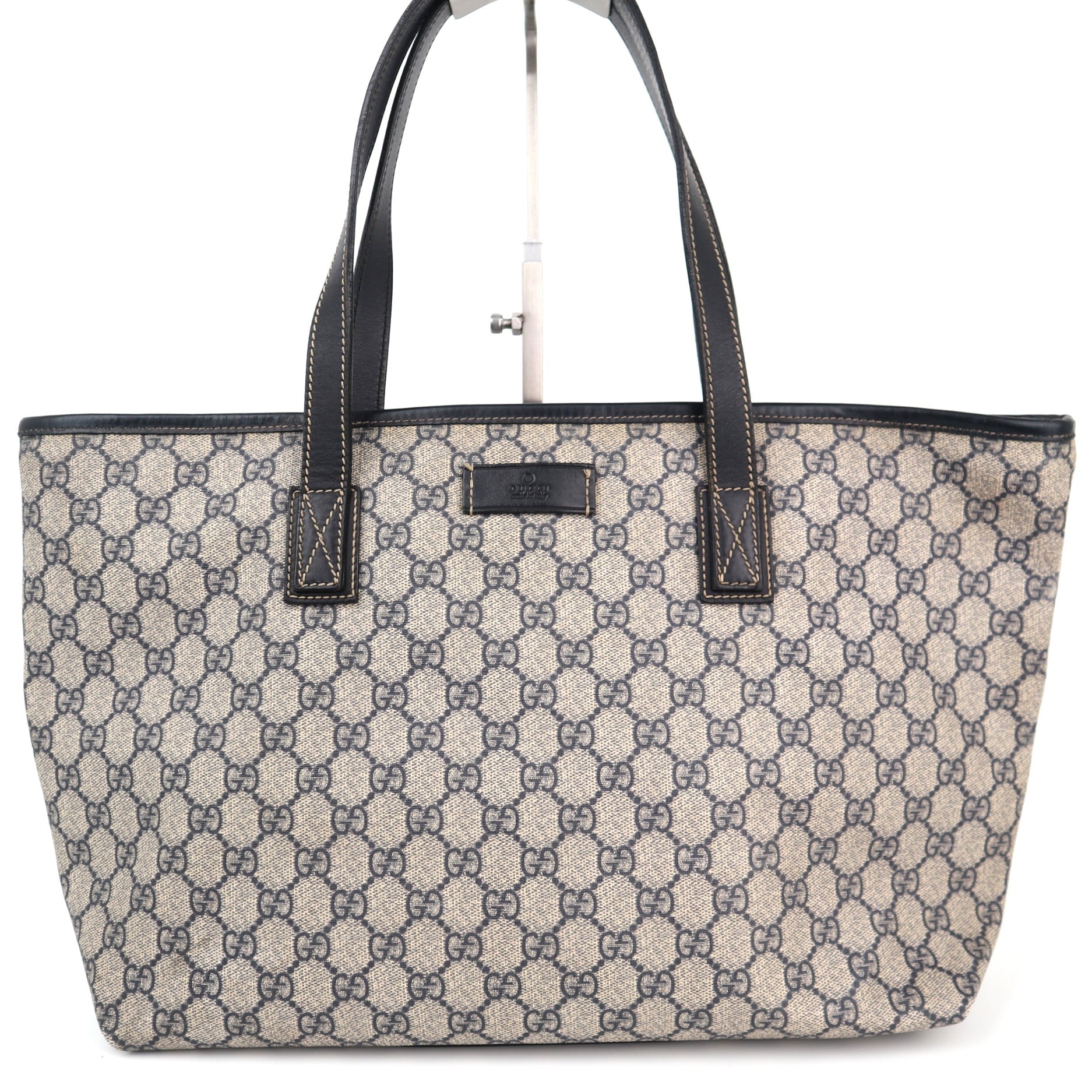 Gucci Blue/Beige GG Coated Canvas Medium Tote Bag Tote Bag C1779 | Pre-Owned Excellent Blue / Beige GG Canvas