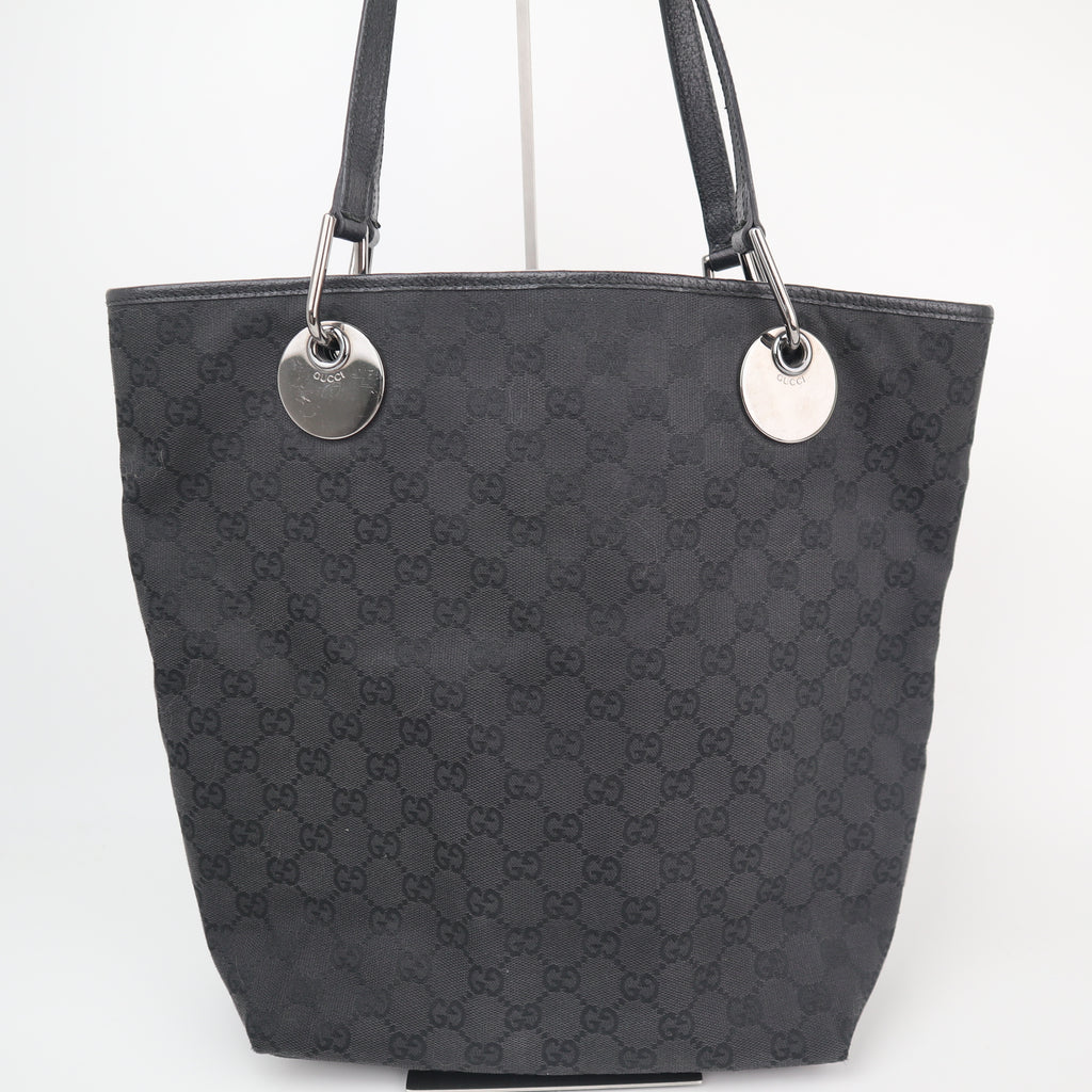 C2614 Gucci Tote Bag Eclipse GG Canvas Tote Black Vertical | Pre-Owned Excellent Black GG Monogram Canvas