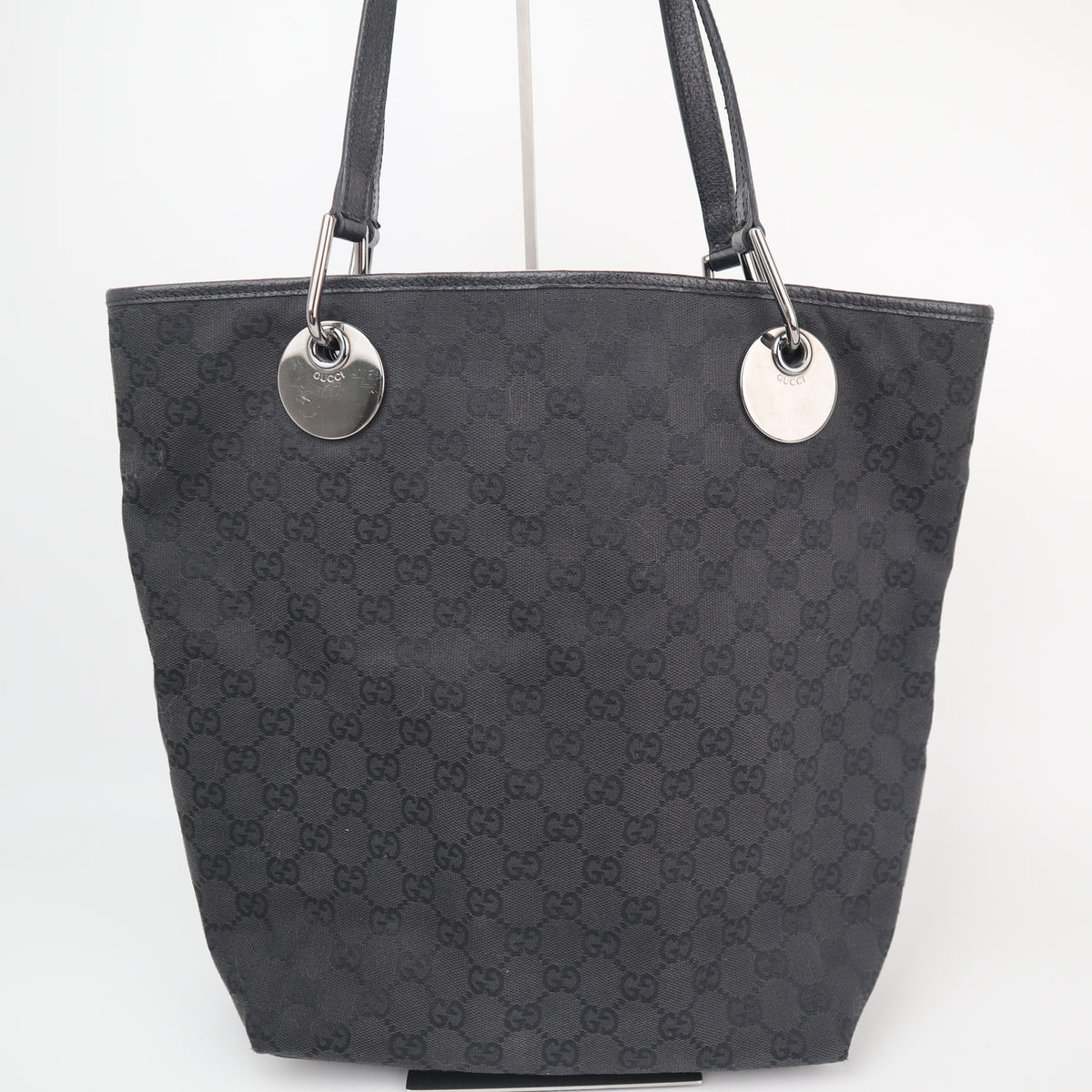 C2614 Gucci Tote Bag Eclipse GG Canvas Tote Black Vertical | Pre-Owned Excellent Black GG Monogram Canvas