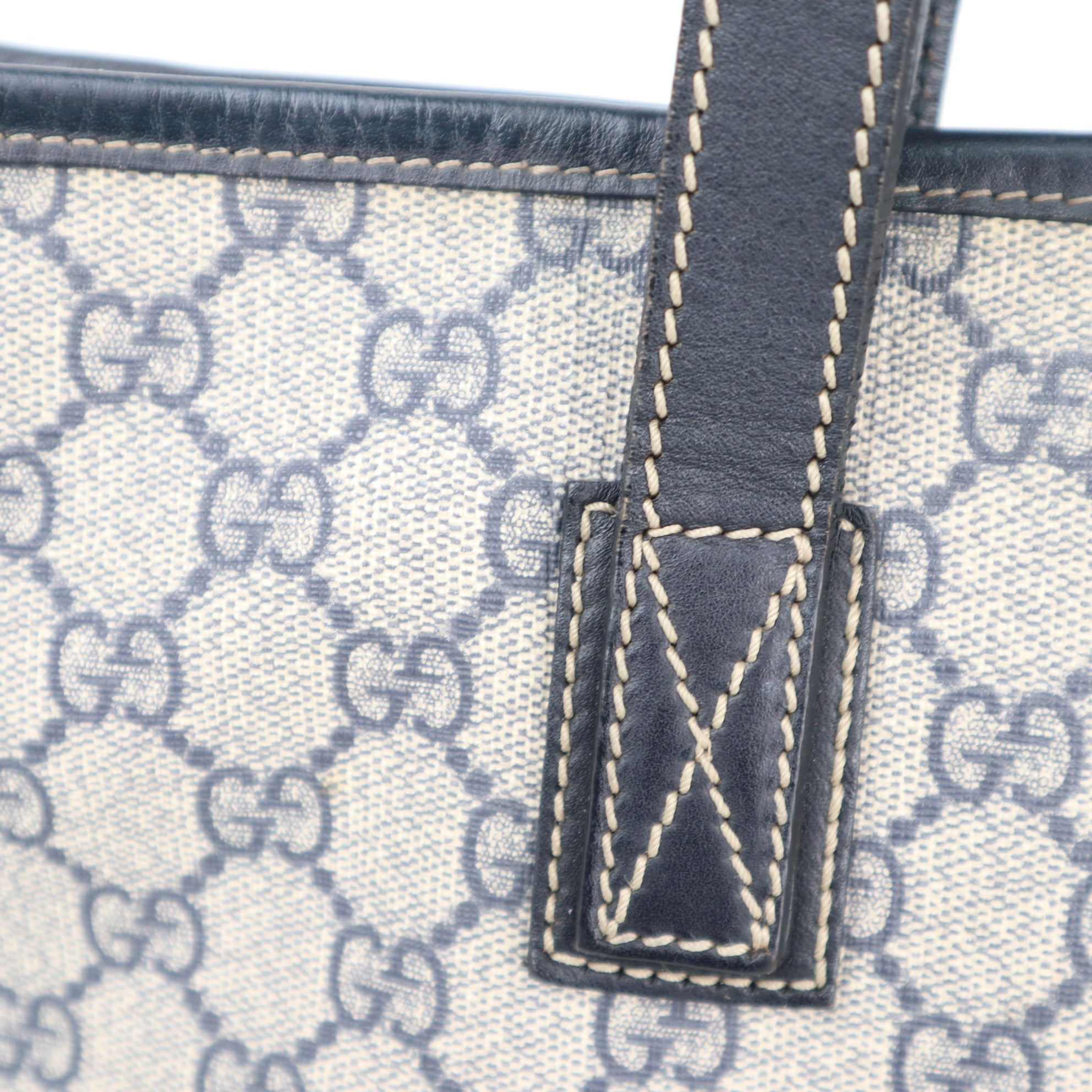 Gucci Blue/Beige GG Coated Canvas Medium Tote Bag Tote Bag C1779 | Pre-Owned Excellent Blue / Beige GG Canvas