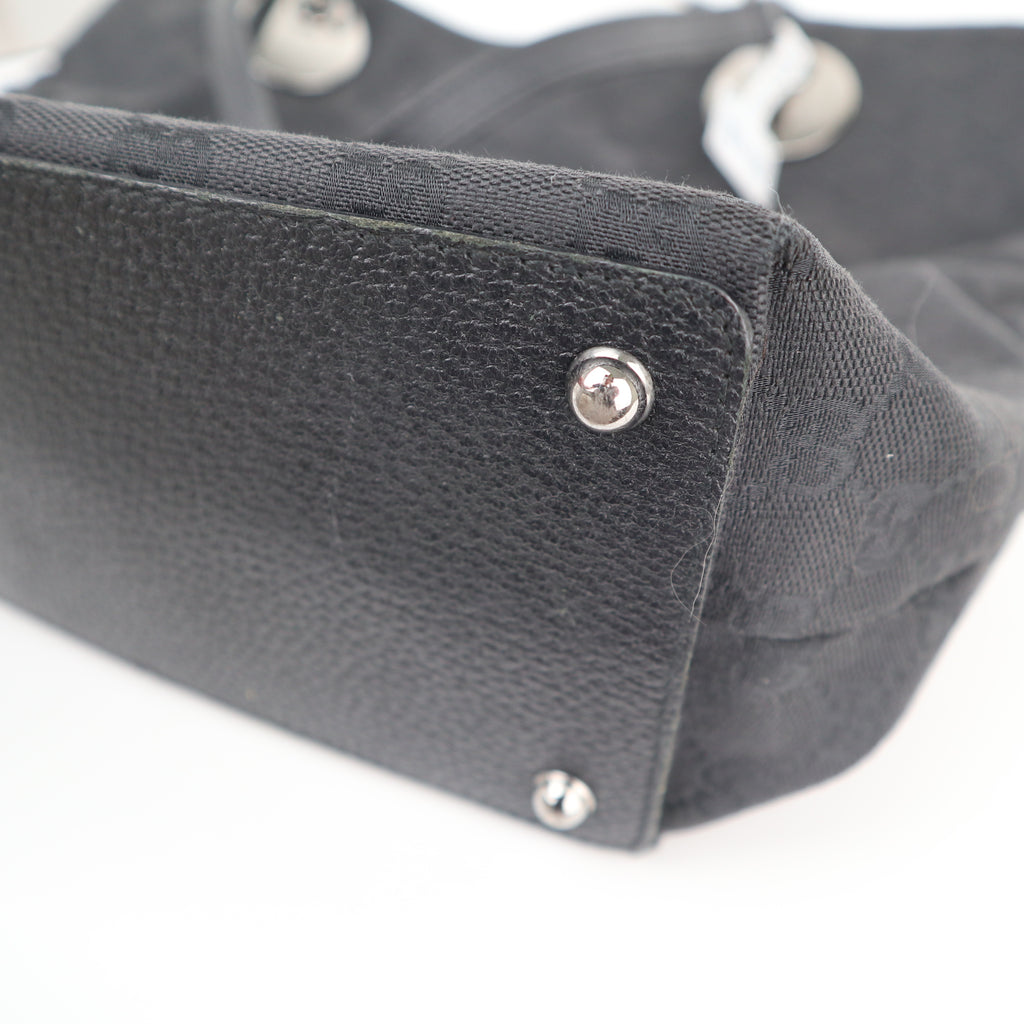 C2614 Gucci Tote Bag Eclipse GG Canvas Tote Black Vertical | Pre-Owned Excellent Black GG Monogram Canvas