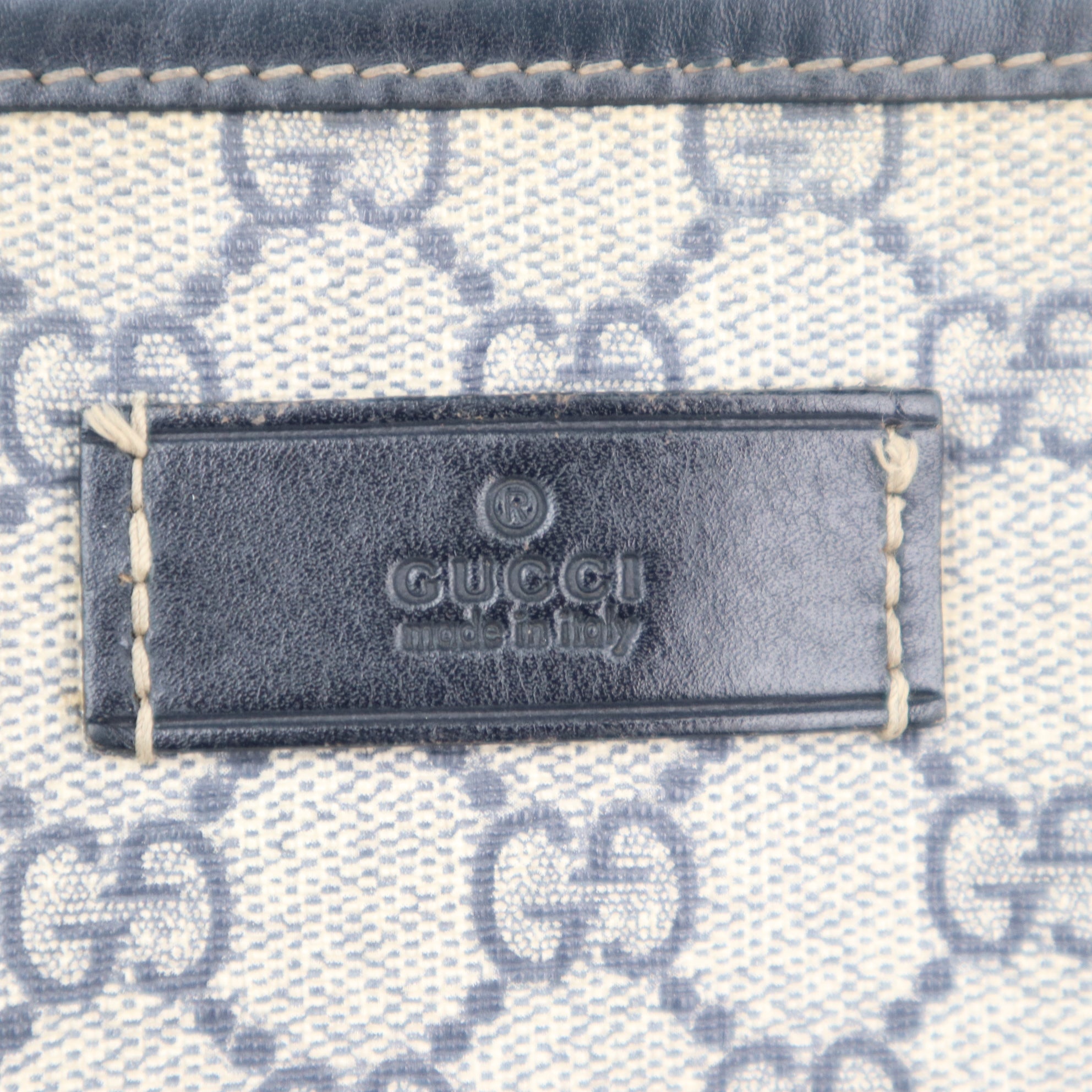 Gucci Blue/Beige GG Coated Canvas Medium Tote Bag Tote Bag C1779 | Pre-Owned Excellent Blue / Beige GG Canvas