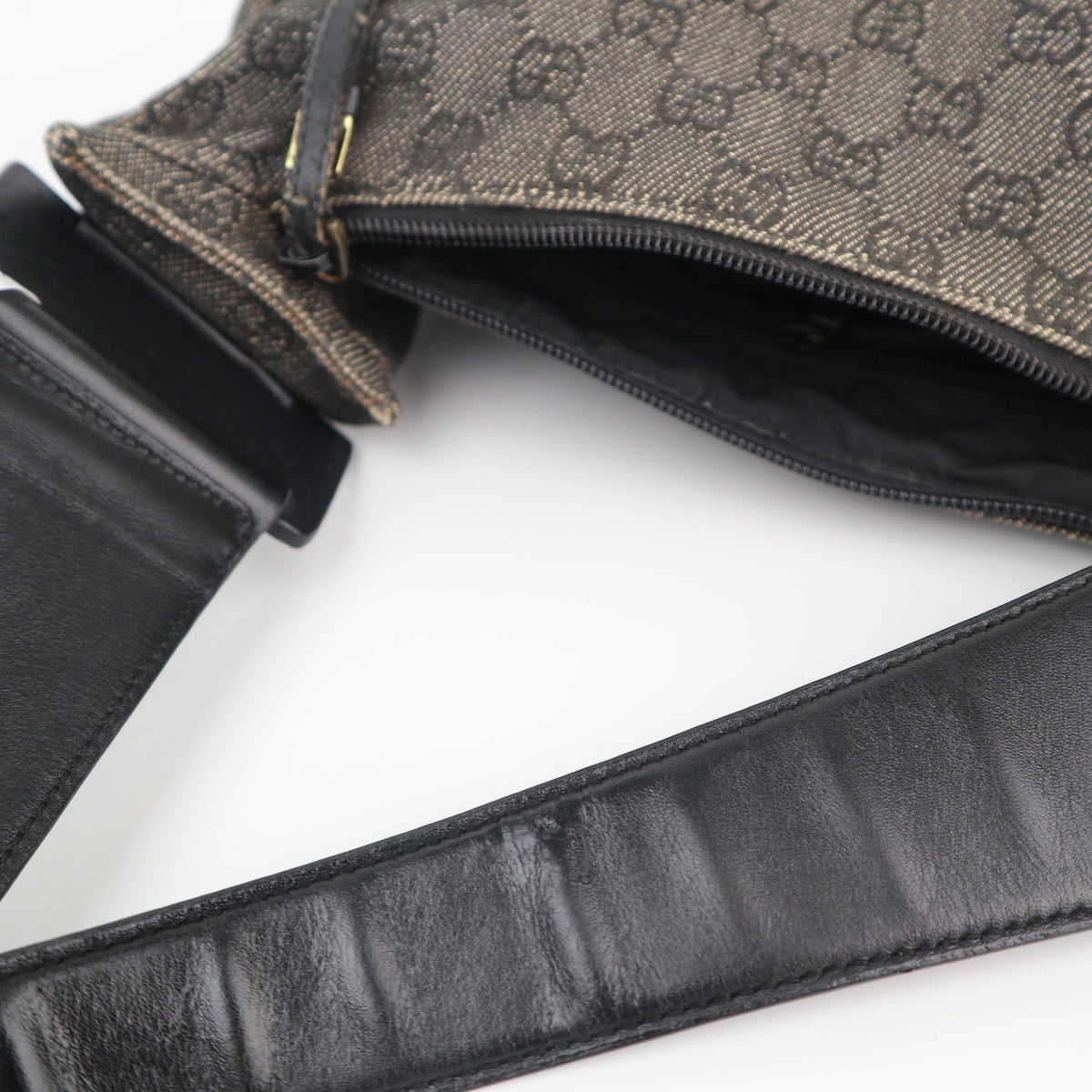 C2615 Gucci Shoulder Bag vintage black and grey GG monogram canvas small shoulder bag | Pre-Owned Very Good Black / Grey Monogram, GG Monogram Canvas