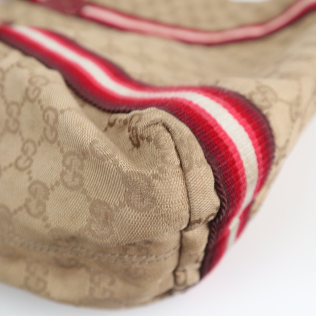 C2616# Gucci Tote Bag GG Canvas Vertical Tote Red web | Pre-Owned Very Good Red GG Monogram Canvas