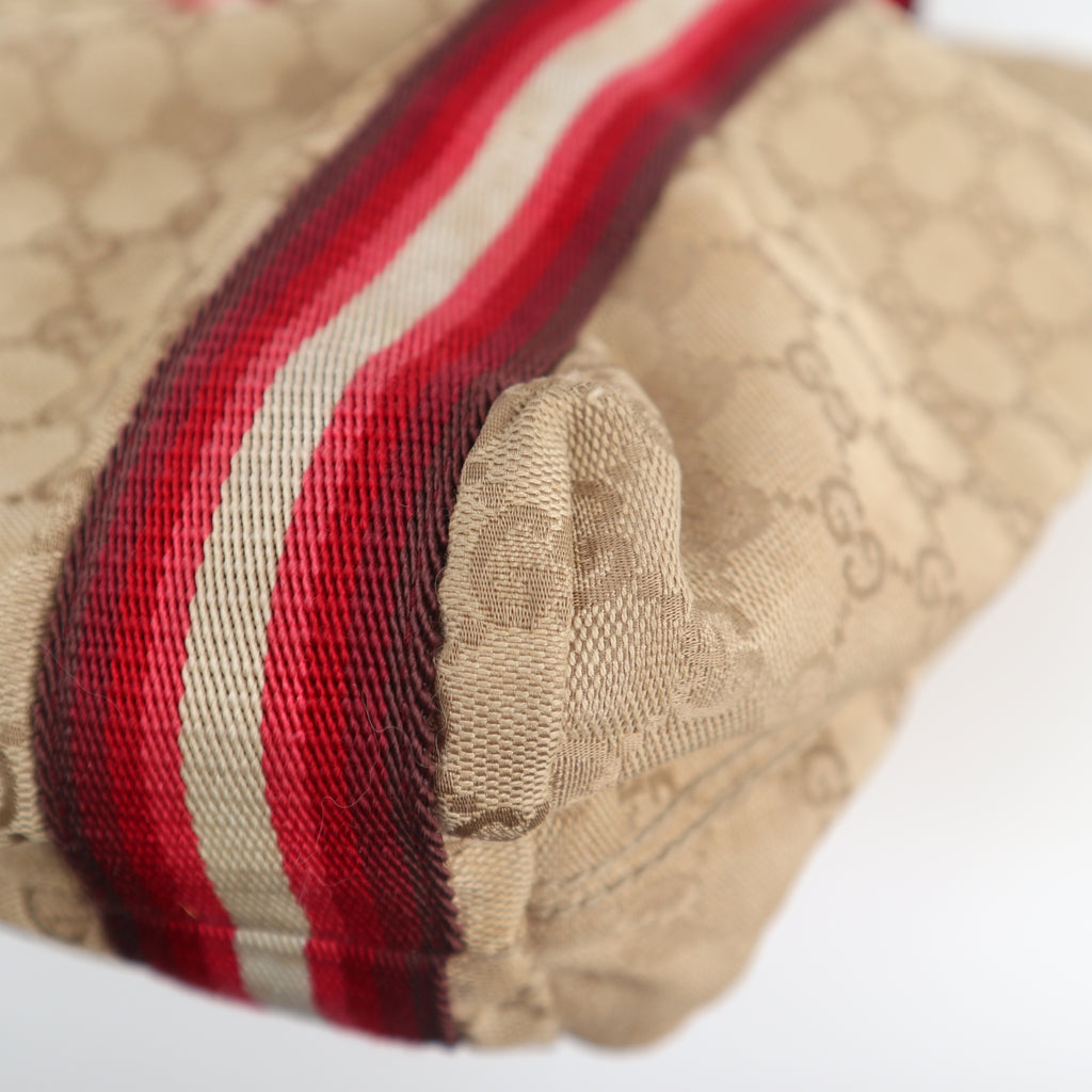 C2616# Gucci Tote Bag GG Canvas Vertical Tote Red web | Pre-Owned Very Good Red GG Monogram Canvas