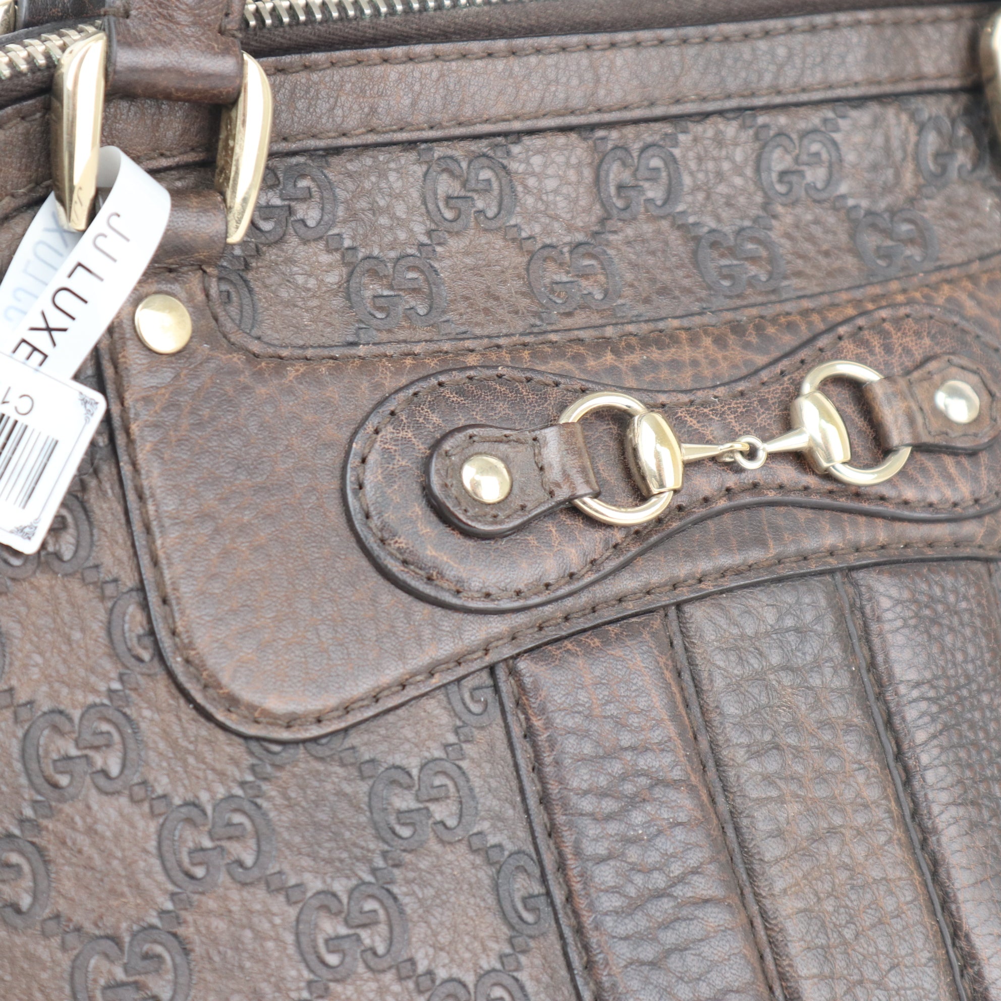 Gucci Dark Brown Guccissima Leather Catherine Shoulder Bag C1782 | Pre-Owned Excellent Brown GG Leather