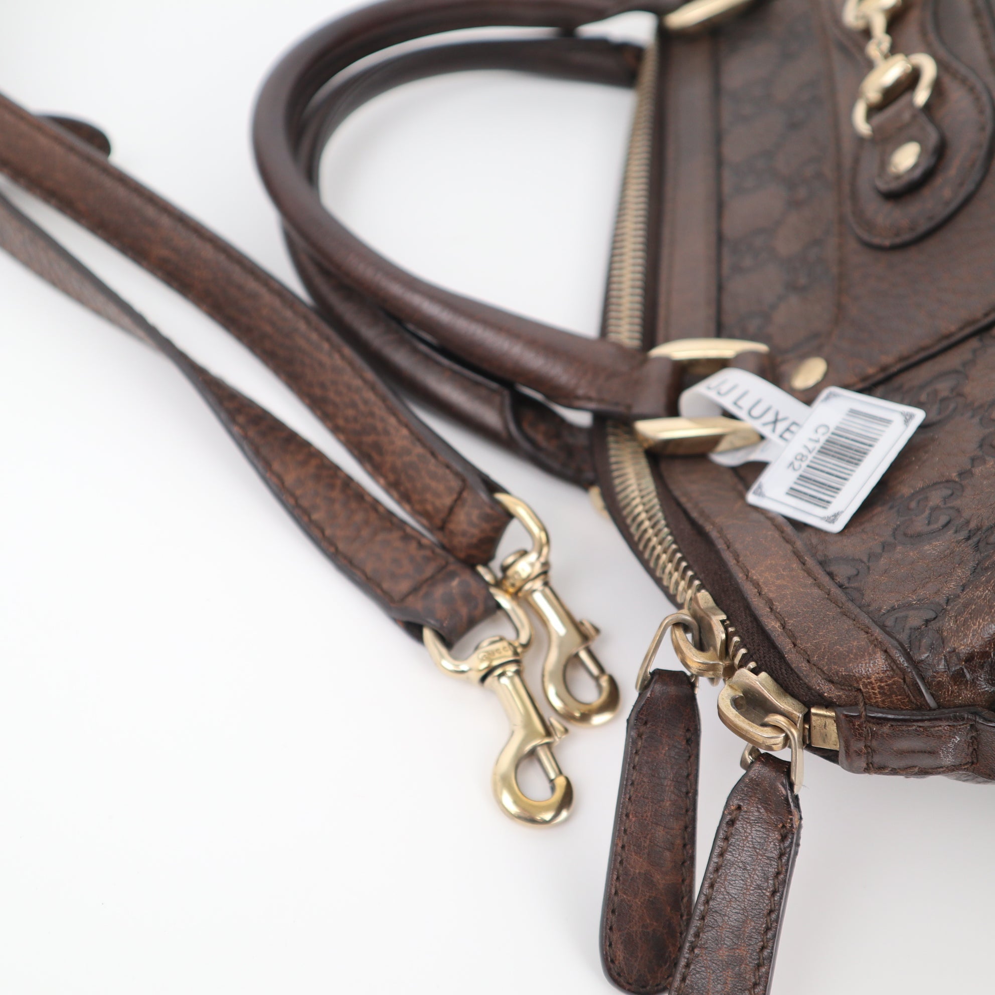 Gucci Dark Brown Guccissima Leather Catherine Shoulder Bag C1782 | Pre-Owned Excellent Brown GG Leather