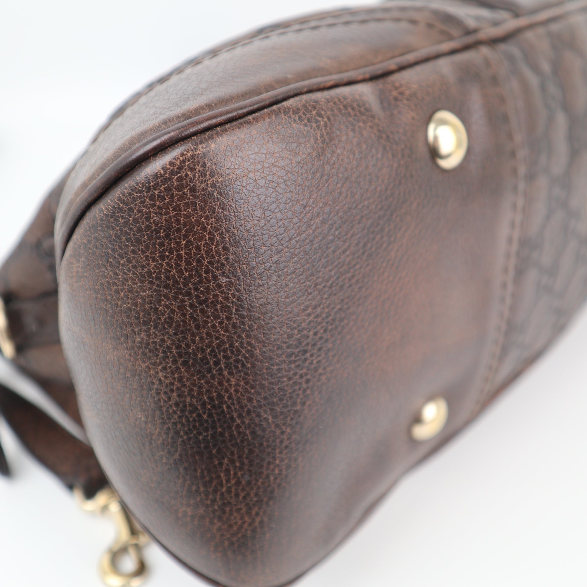 Gucci Dark Brown Guccissima Leather Catherine Shoulder Bag C1782 | Pre-Owned Excellent Brown GG Leather