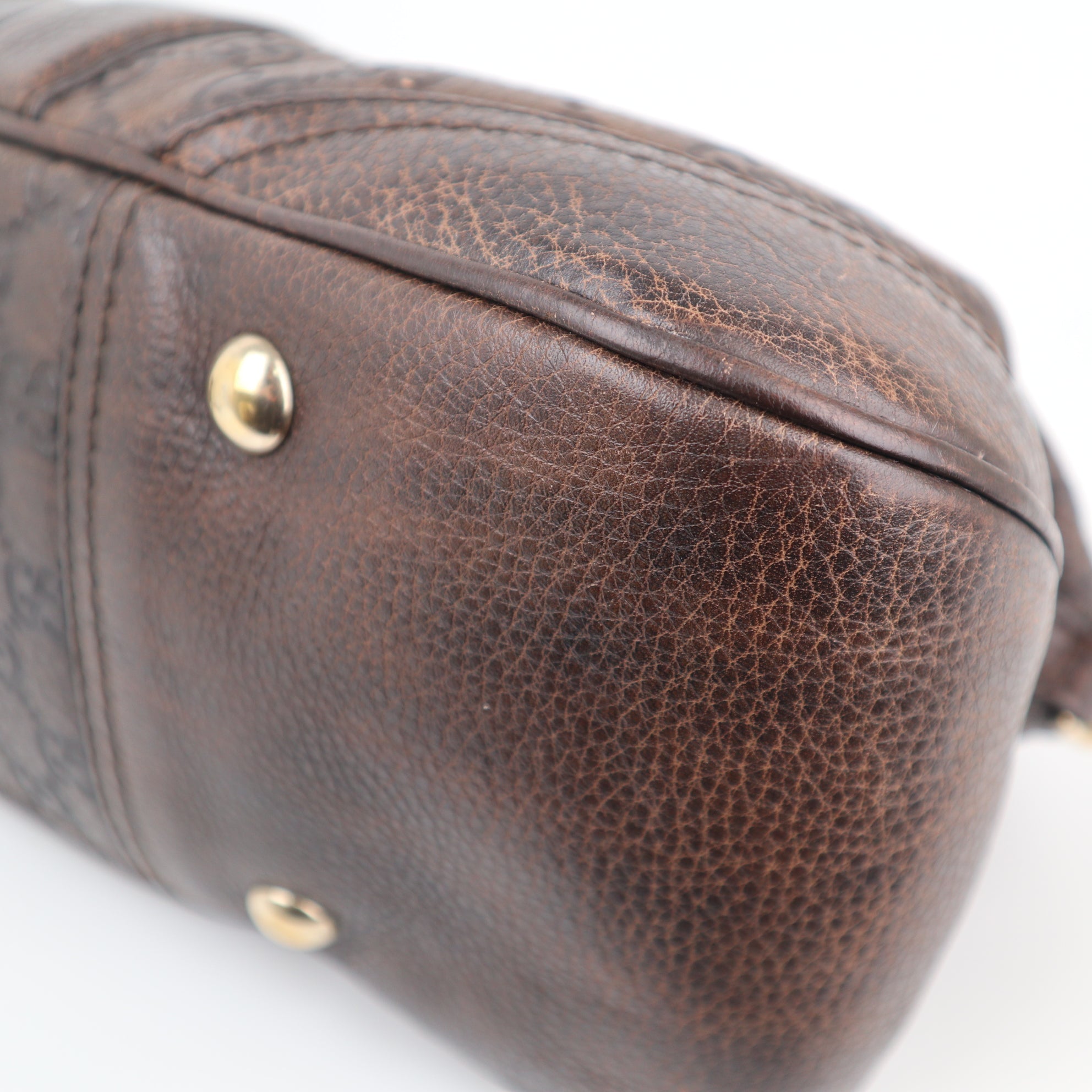Gucci Dark Brown Guccissima Leather Catherine Shoulder Bag C1782 | Pre-Owned Excellent Brown GG Leather