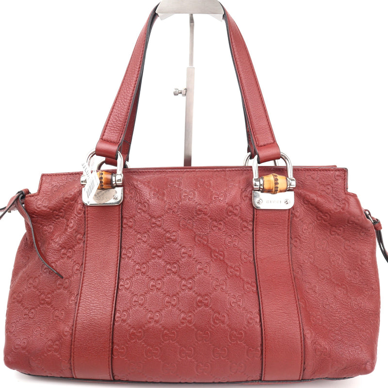C2619 Gucci Tote Bag Guccissima Tender Bamboo Bar Tote | Pre-Owned Excellent Brown Guccissima Leather