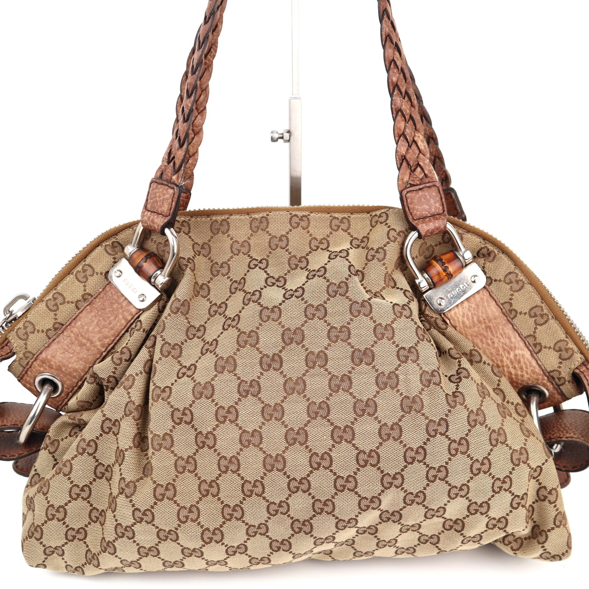 Gucci Bamboo Bar GG Monogram Shoulder Bag C1784 | Pre-Owned Very Good Brown Monogram, GG Canvas