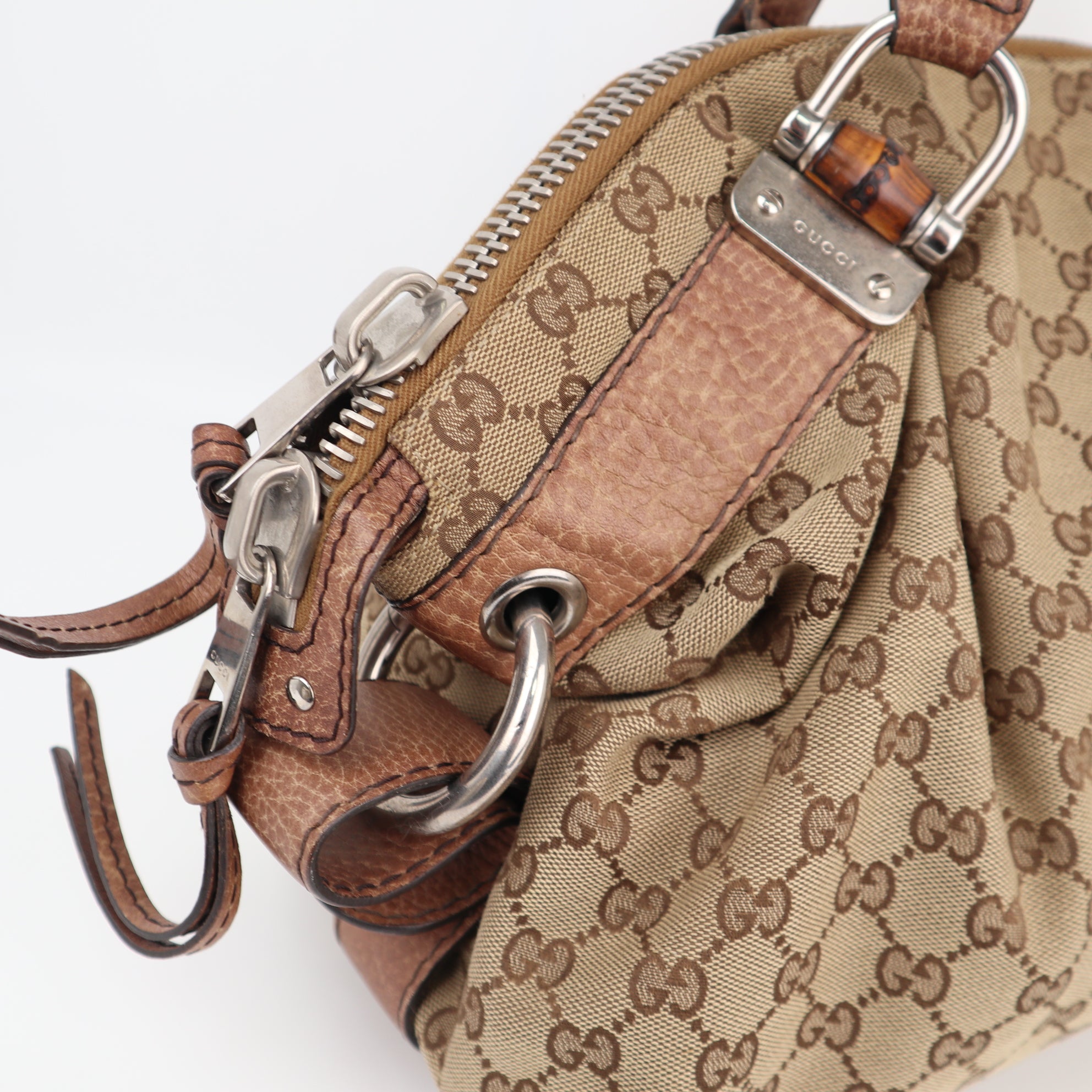 Gucci Bamboo Bar GG Monogram Shoulder Bag C1784 | Pre-Owned Very Good Brown Monogram, GG Canvas