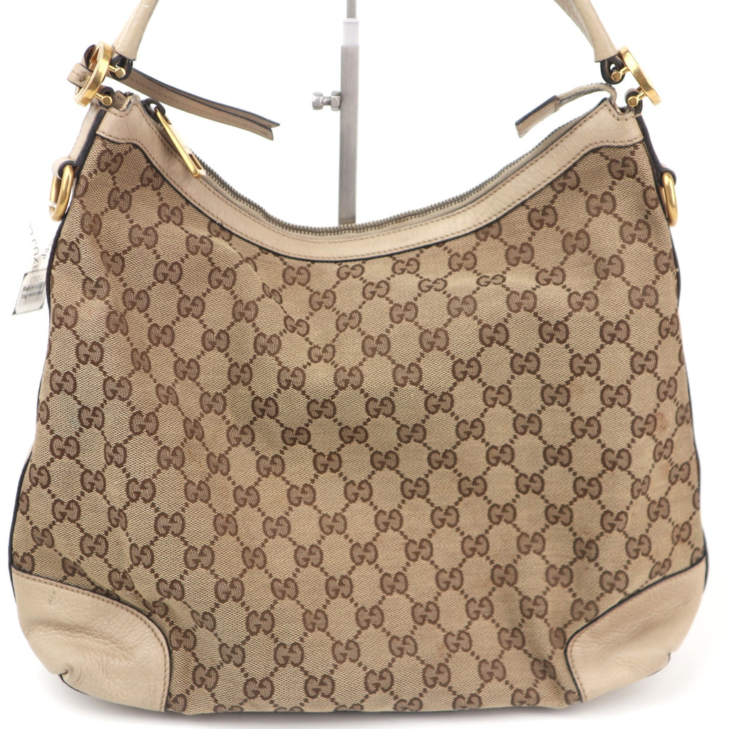 C2621 Gucci Tote Bag GG Canvas Hobo | Pre-Owned Very Good Brown GG monogram Canvas
