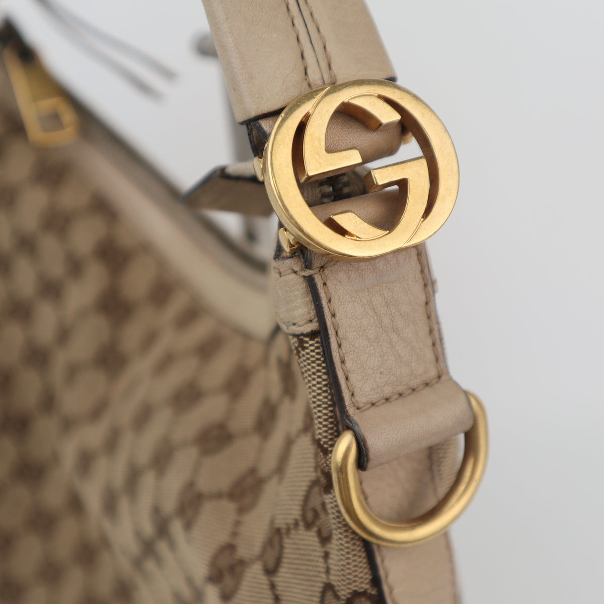 C2621 Gucci Tote Bag GG Canvas Hobo | Pre-Owned Very Good Brown GG monogram Canvas