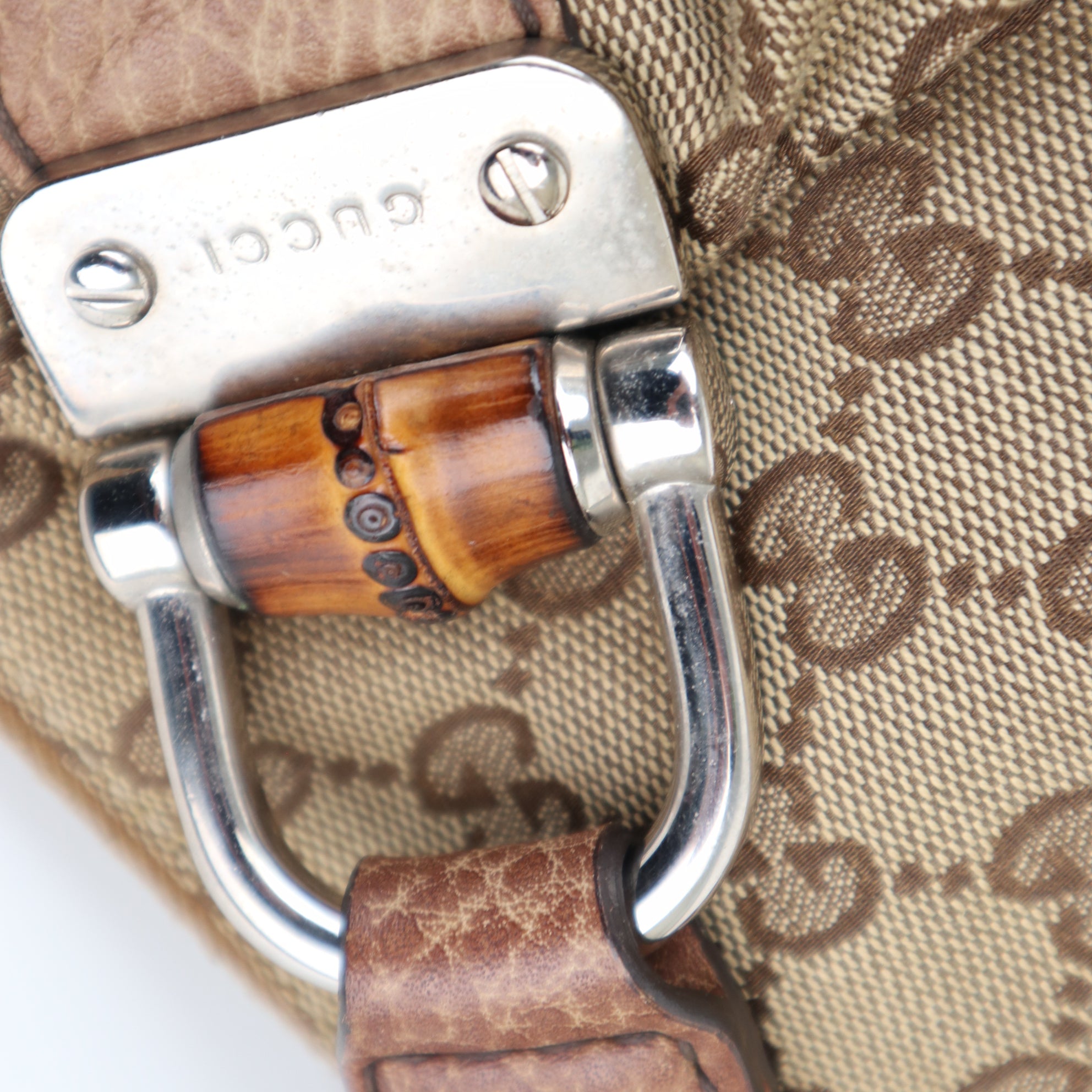 Gucci Bamboo Bar GG Monogram Shoulder Bag C1784 | Pre-Owned Very Good Brown Monogram, GG Canvas
