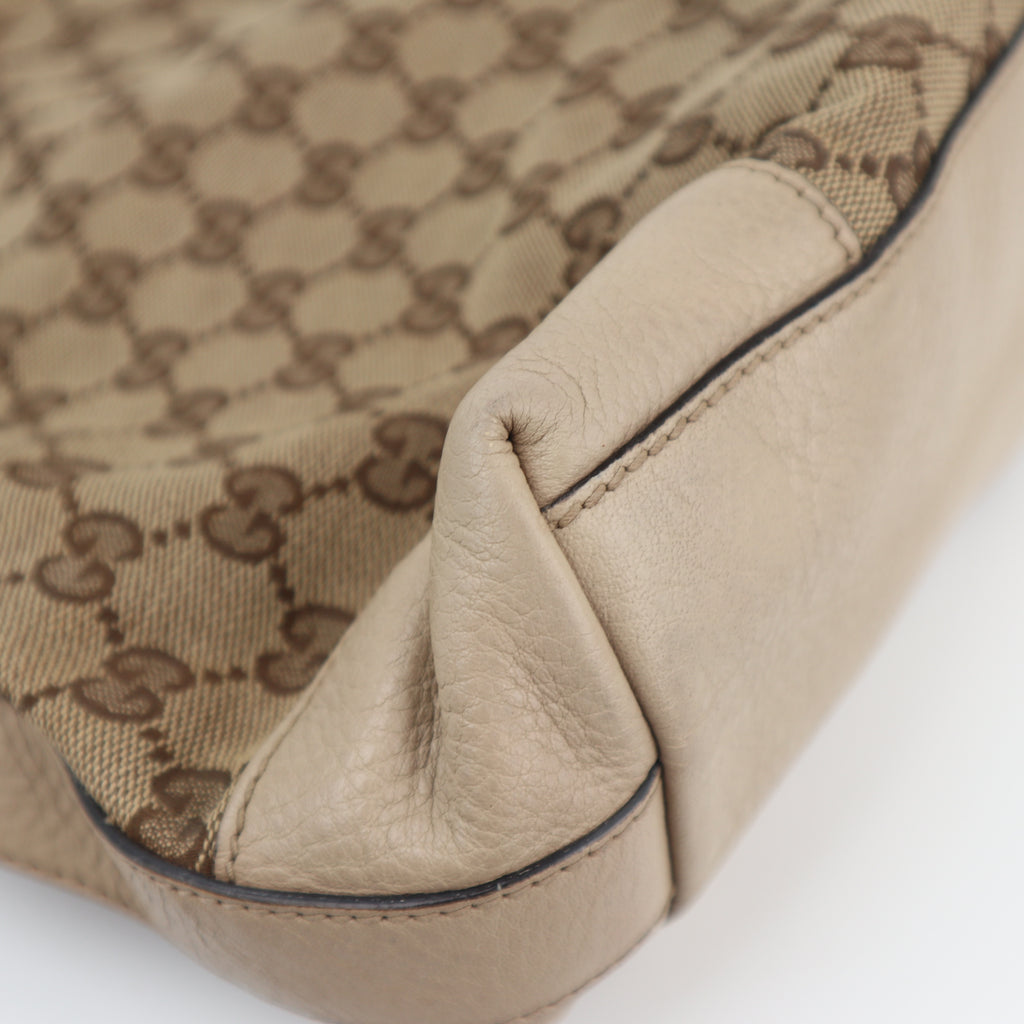 C2621 Gucci Tote Bag GG Canvas Hobo | Pre-Owned Very Good Brown GG monogram Canvas