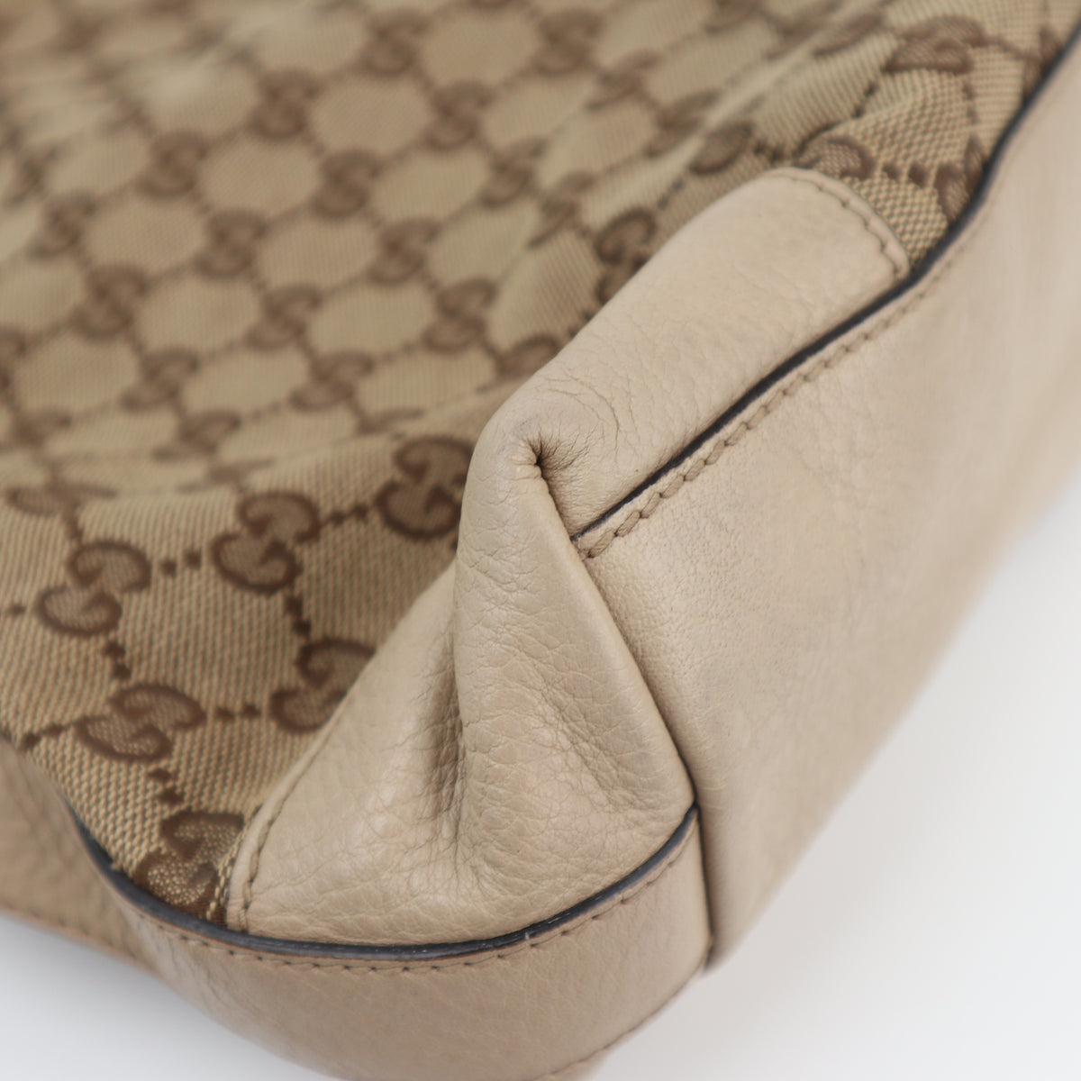 C2621 Gucci Tote Bag GG Canvas Hobo | Pre-Owned Very Good Brown GG monogram Canvas