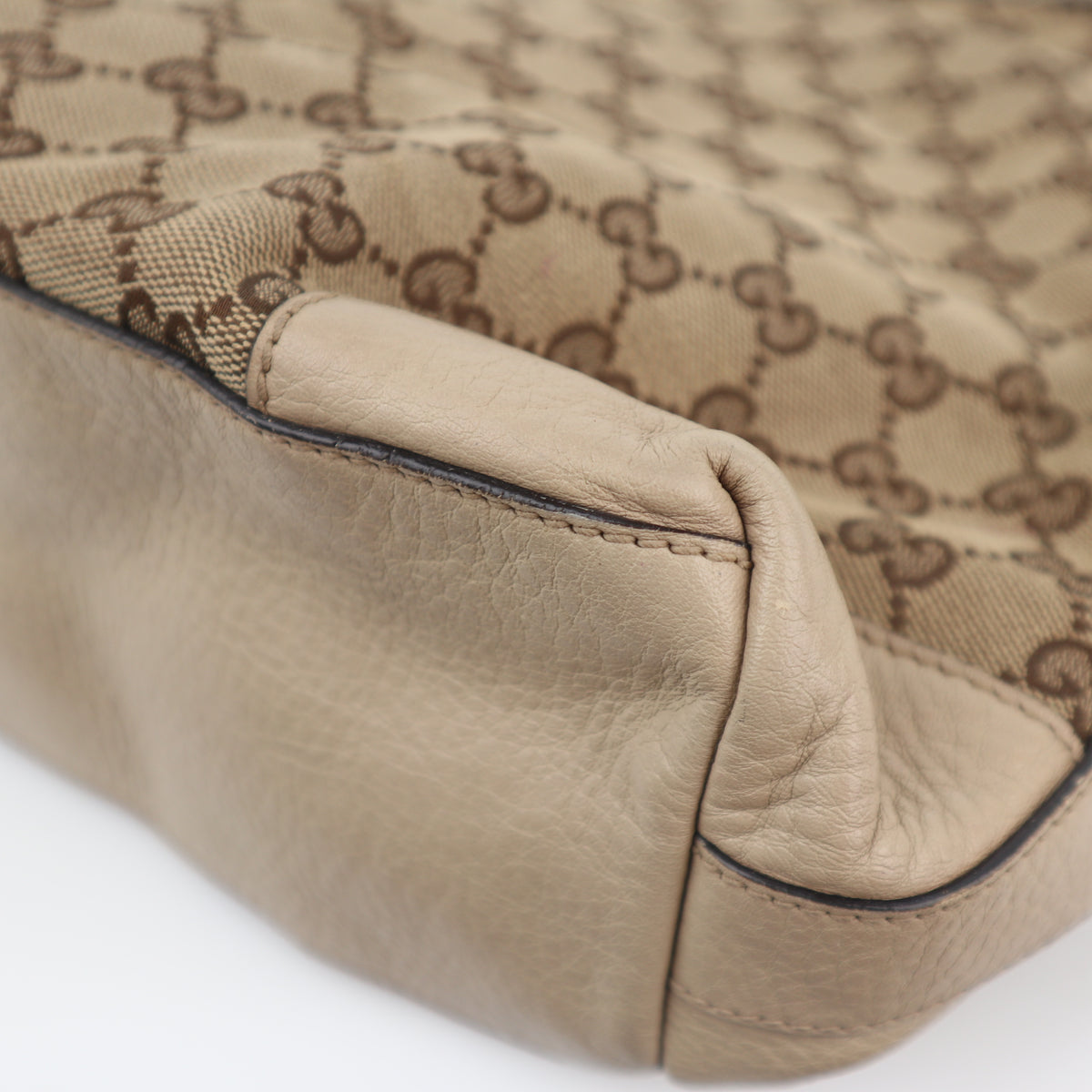 C2621 Gucci Tote Bag GG Canvas Hobo | Pre-Owned Very Good Brown GG monogram Canvas