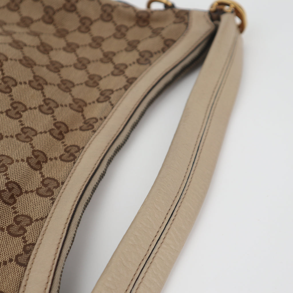 C2621 Gucci Tote Bag GG Canvas Hobo | Pre-Owned Very Good Brown GG monogram Canvas