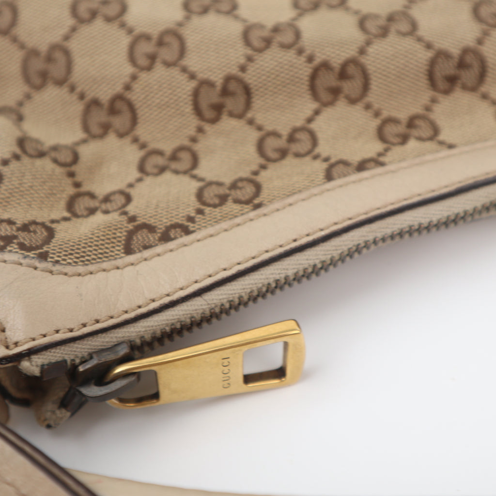 C2621 Gucci Tote Bag GG Canvas Hobo | Pre-Owned Very Good Brown GG monogram Canvas