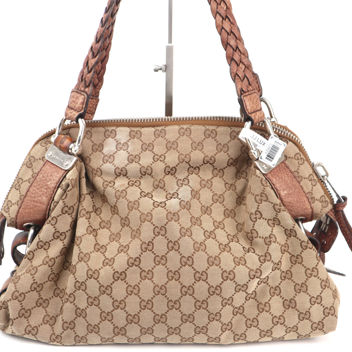 C2623 Gucci Tote Bag GG Canvas Bamboo Bar Tote Bag | Pre-Owned Very Good Brown GG monogram Canvas
