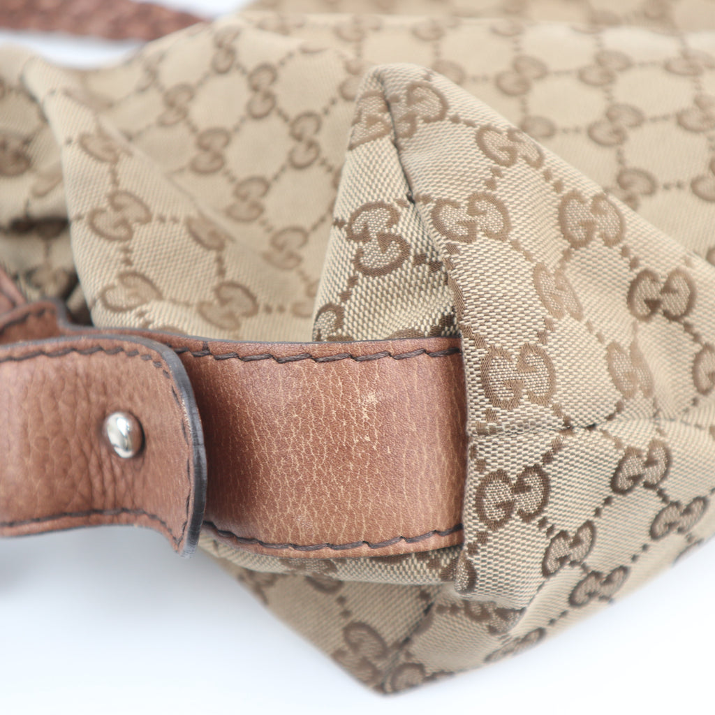 C2623 Gucci Tote Bag GG Canvas Bamboo Bar Tote Bag | Pre-Owned Very Good Brown GG monogram Canvas