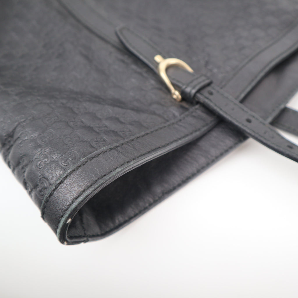 C2624 Gucci Tote Bag Microguccissima Black Tote Bag | Pre-Owned Excellent Black Microguccissima Leather