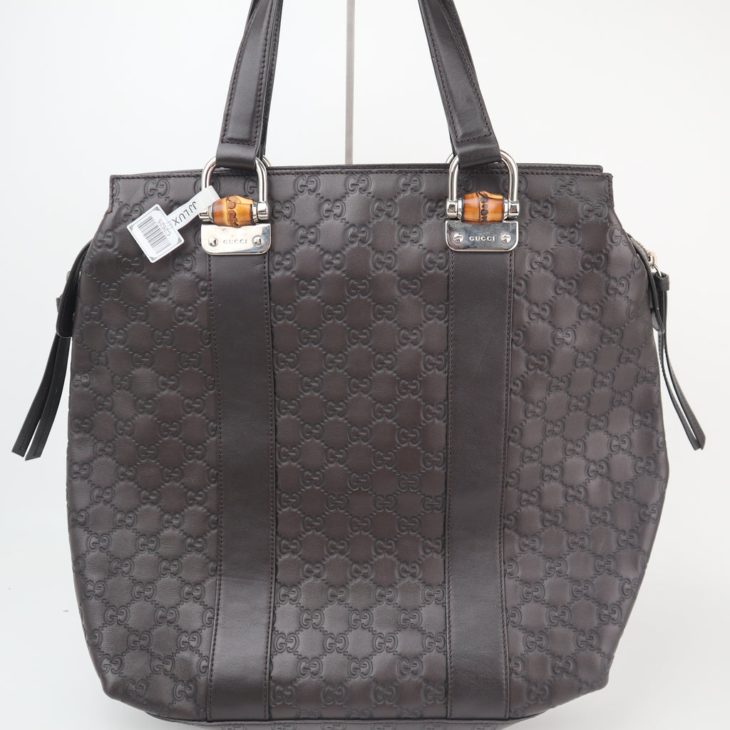 C2625 Gucci Tote Bag Guccissima Tender Bamboo Bar | Pre-Owned Excellent Brown Guccissima Leather