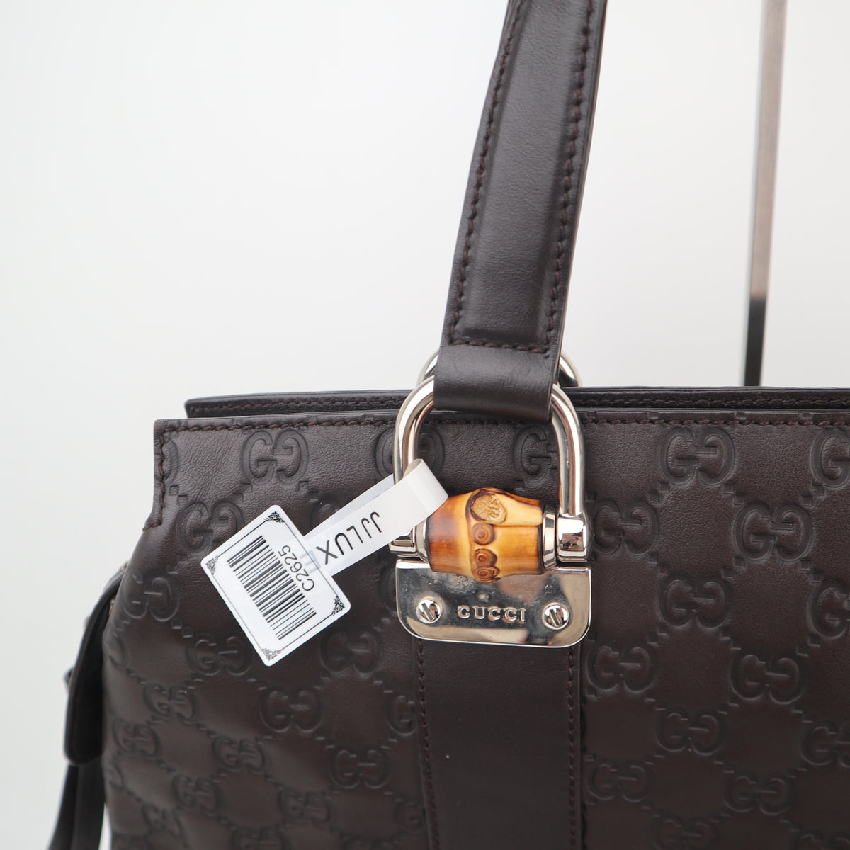 C2625 Gucci Tote Bag Guccissima Tender Bamboo Bar | Pre-Owned Excellent Brown Guccissima Leather