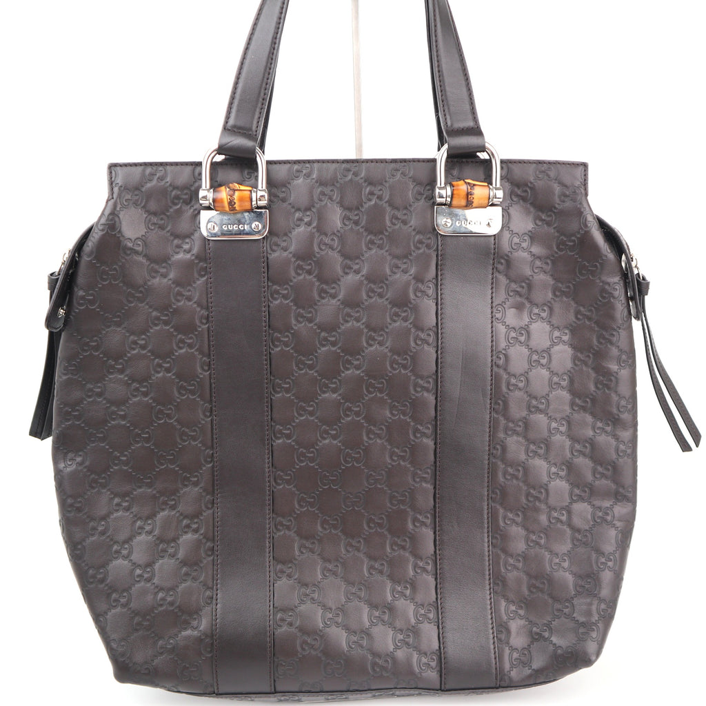 C2625 Gucci Tote Bag Guccissima Tender Bamboo Bar | Pre-Owned Excellent Brown Guccissima Leather
