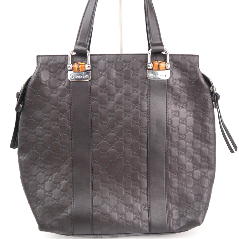 C2625 Gucci Tote Bag Guccissima Tender Bamboo Bar | Pre-Owned Excellent Brown Guccissima Leather