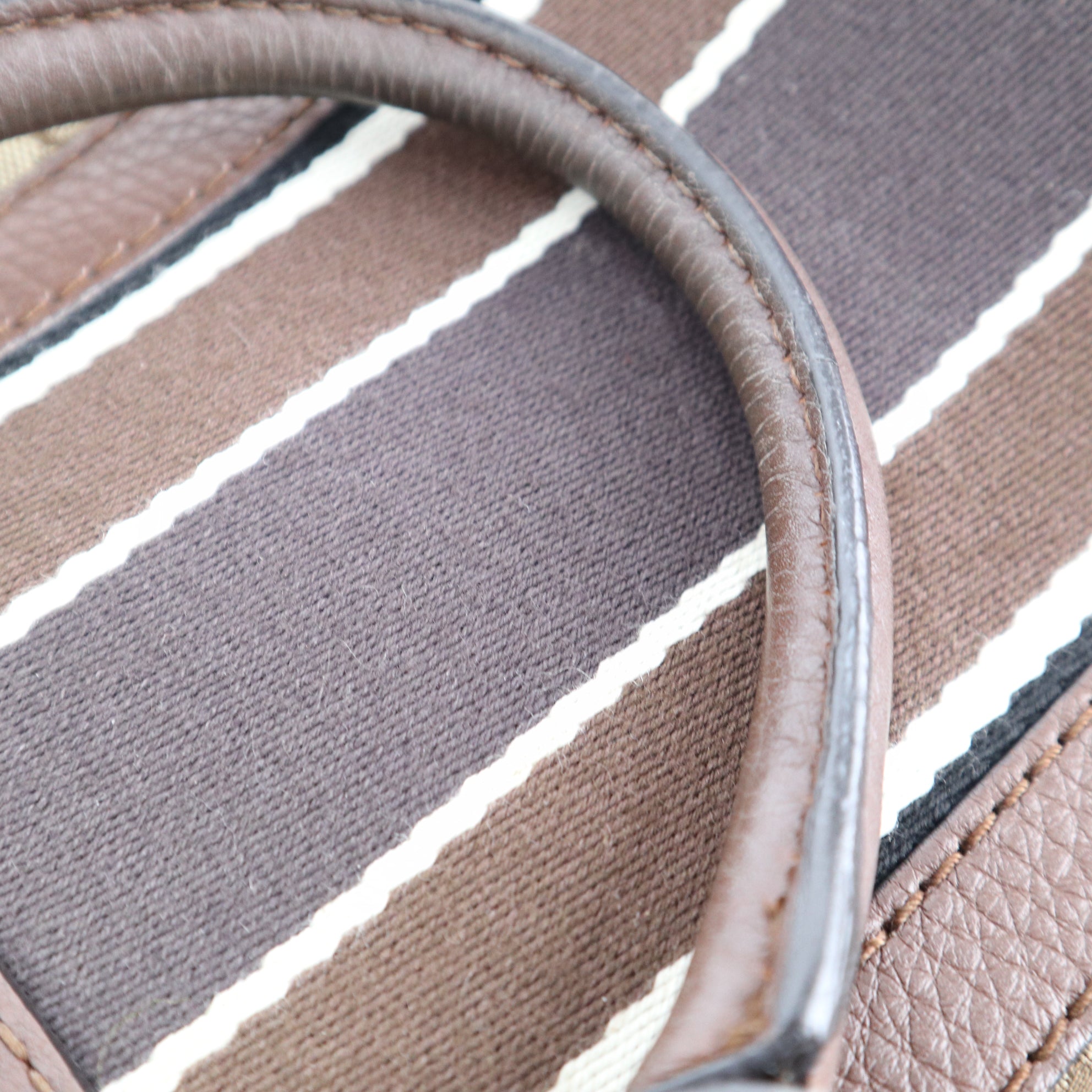 Gucci Monogram Vintage Web Boston Brown Top Handle Bag C1788 | Pre-Owned Very Good Brown Monogram, Web Canvas