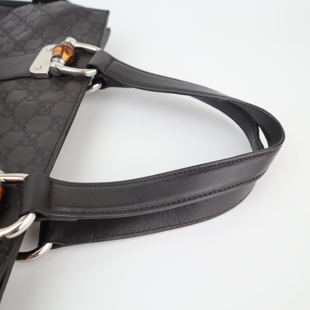 C2625 Gucci Tote Bag Guccissima Tender Bamboo Bar | Pre-Owned Excellent Brown Guccissima Leather