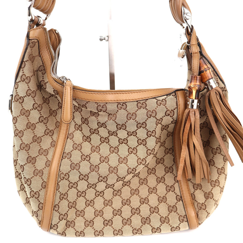Gucci GG Canvas Techno Horsebit Hobo Shoulder Bag C1789 | Pre-Owned Very Good Brown GG Canvas