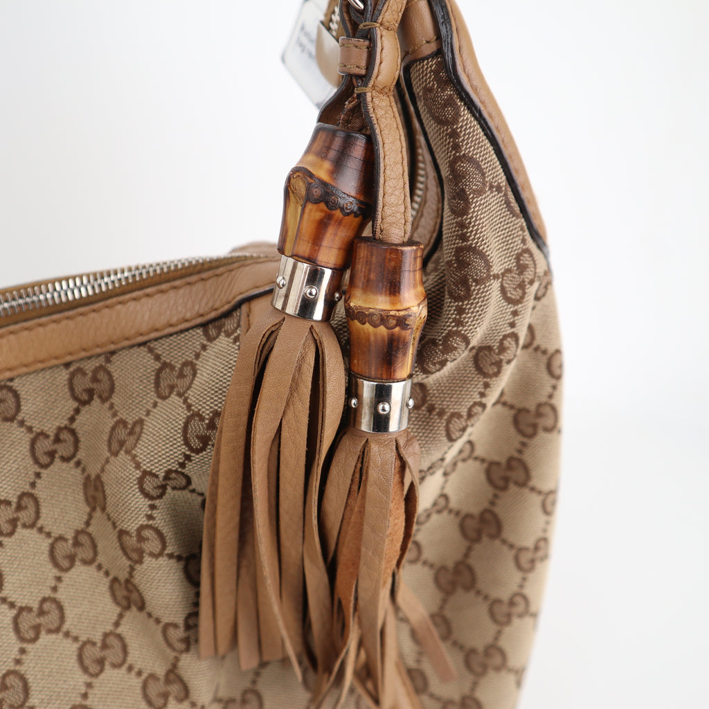 Gucci GG Canvas Techno Horsebit Hobo Shoulder Bag C1789 | Pre-Owned Very Good Brown GG Canvas
