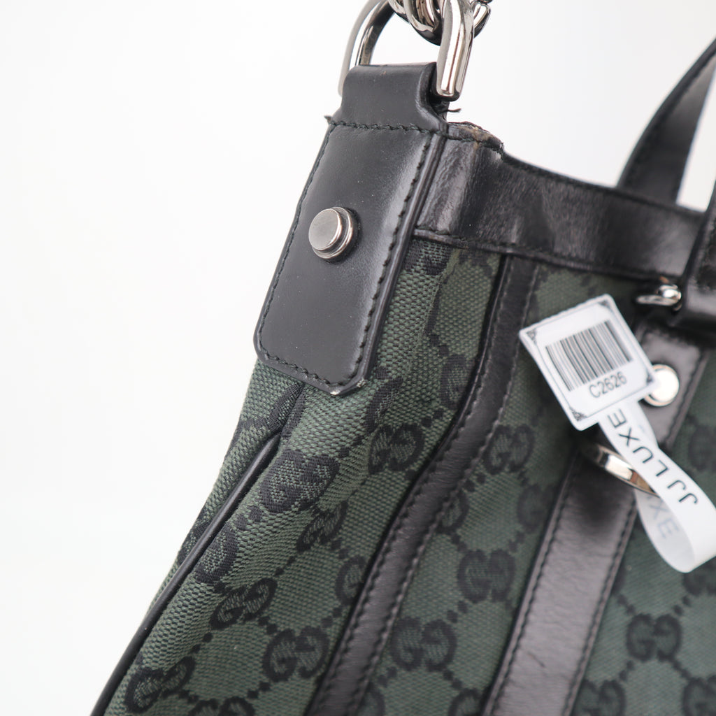 C2626# Gucci Shoulder Bag Monogram Medium Abbey Convertible Tote/Hobo | Pre-Owned Excellent Brown Monogram Canvas