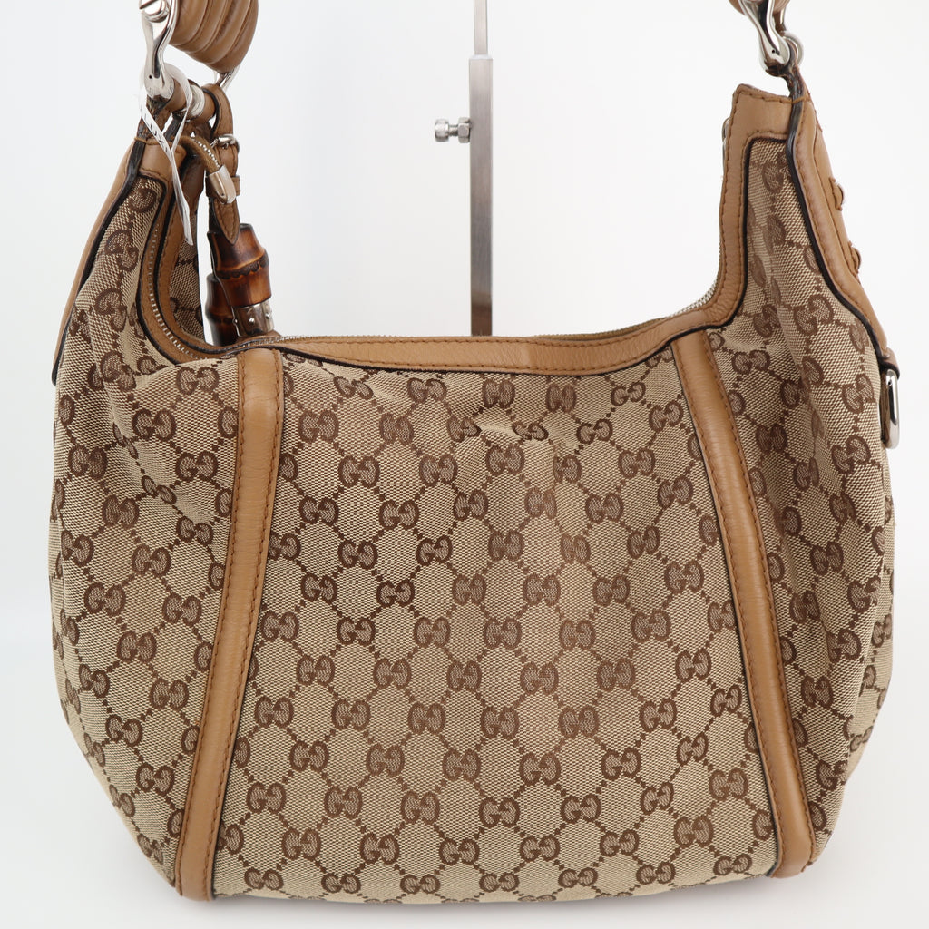 Gucci GG Canvas Techno Horsebit Hobo Shoulder Bag C1789 | Pre-Owned Very Good Brown GG Canvas