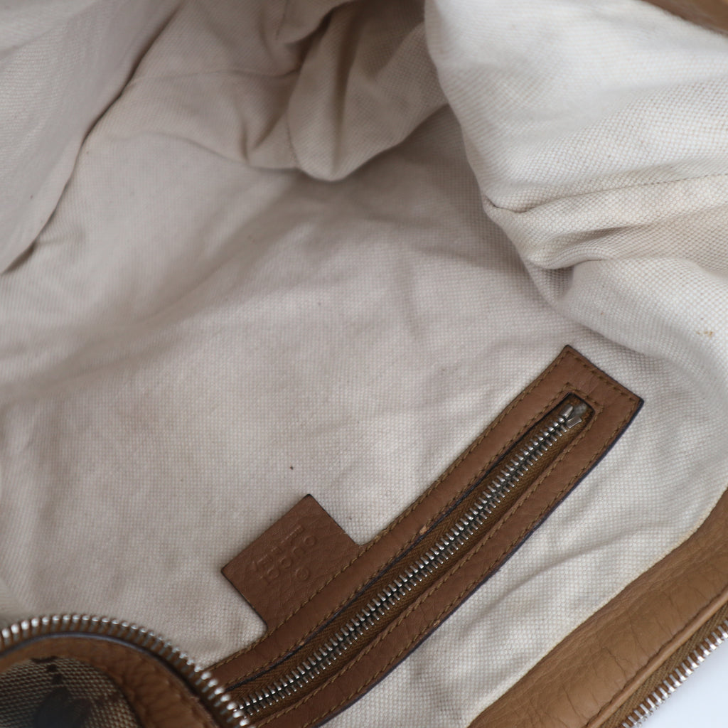 Gucci GG Canvas Techno Horsebit Hobo Shoulder Bag C1789 | Pre-Owned Very Good Brown GG Canvas