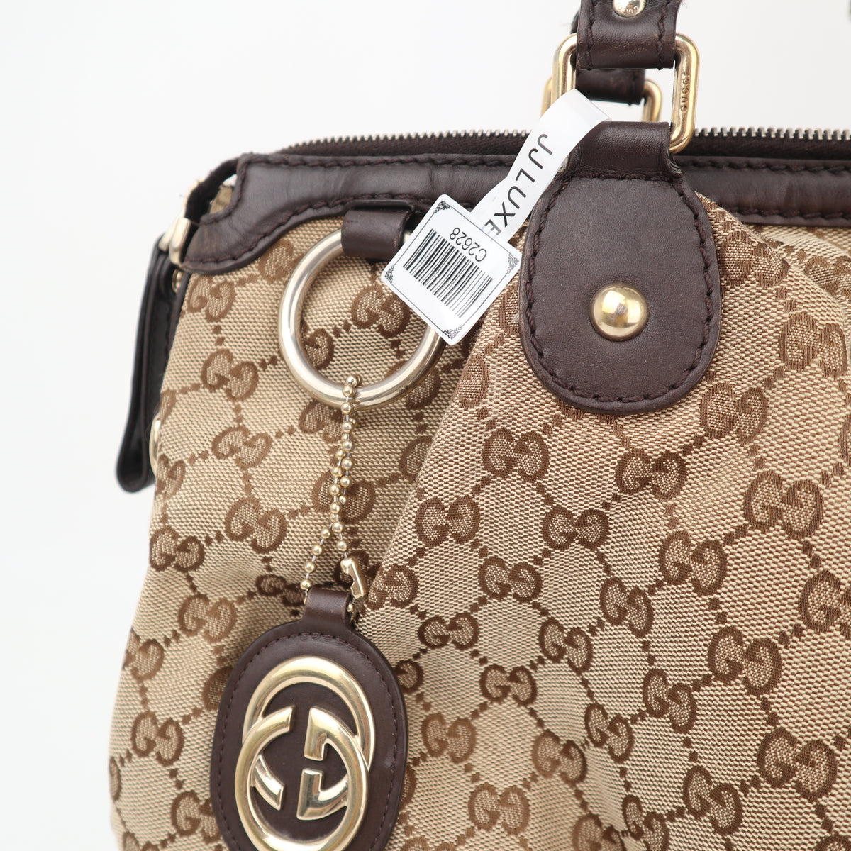 C2628 Gucci Shoulder Bag GG Canvas Sukey Tote/Shoulder Bag | Pre-Owned Very Good Brown GG monogram Canvas