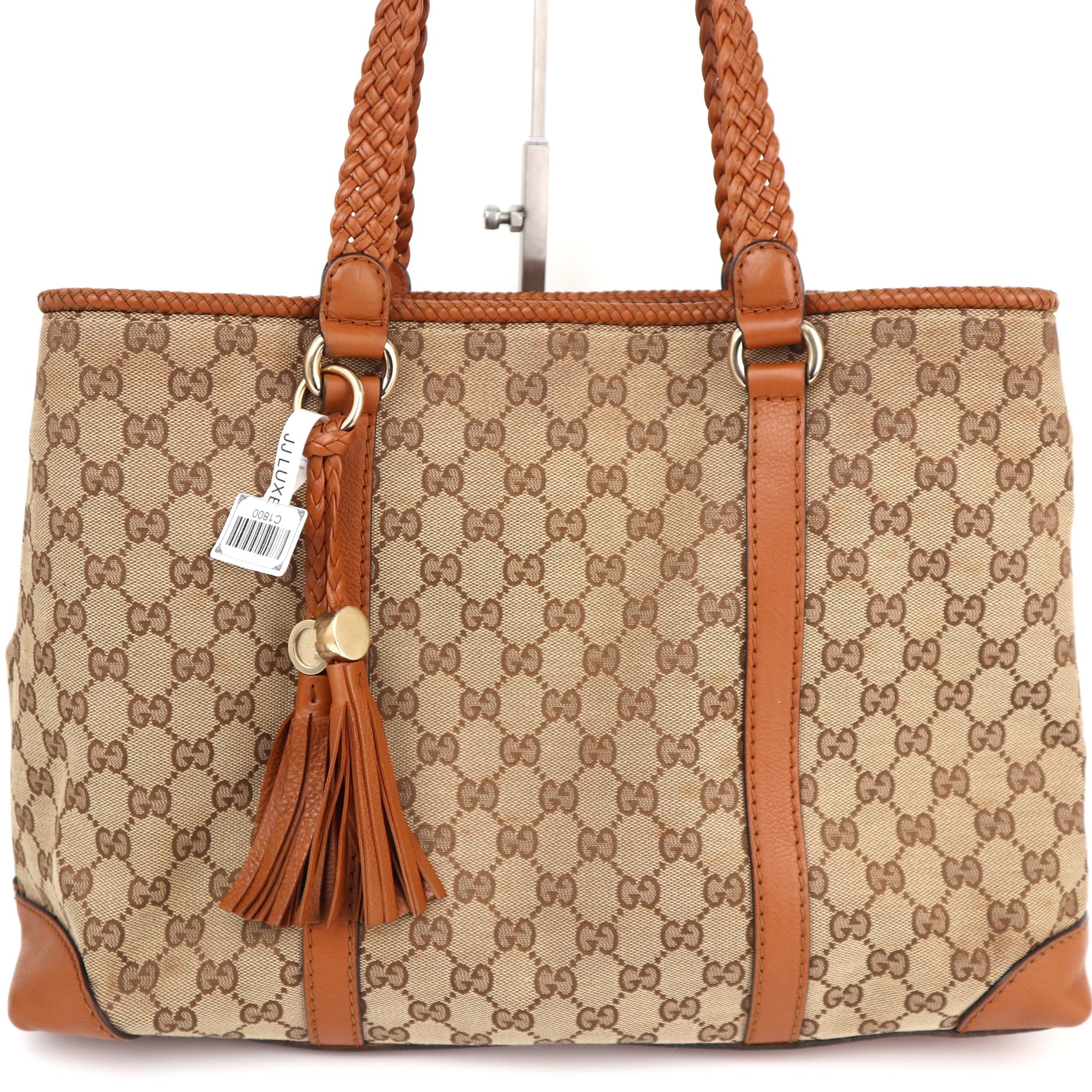 Gucci GG in Brown/Beige Canvas/Leather Marrakech Shoulder Bag C1800 | Pre-Owned Very Good Beige / Brown GG Canvas, Leather