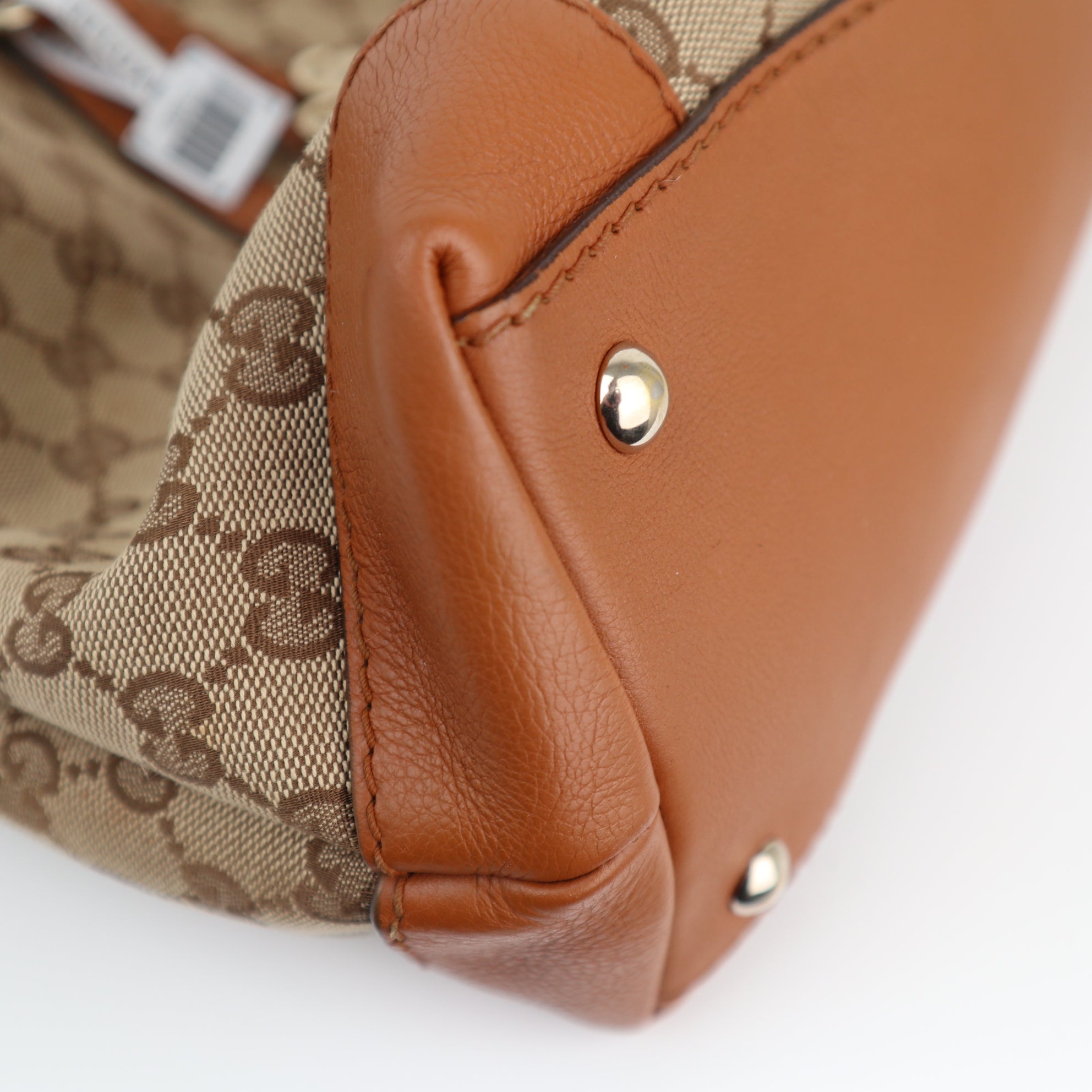Gucci GG in Brown/Beige Canvas/Leather Marrakech Shoulder Bag C1800 | Pre-Owned Very Good Beige / Brown GG Canvas, Leather