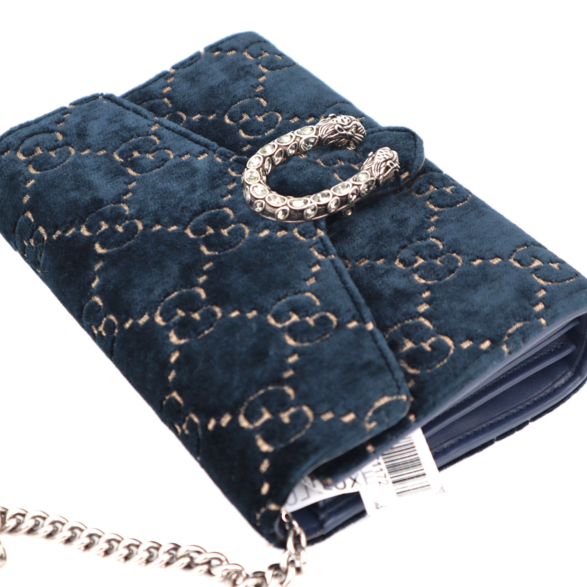 C1172 Gucci Dionysus chain wallet velvet crossbody bag  Navy -Pre Owned