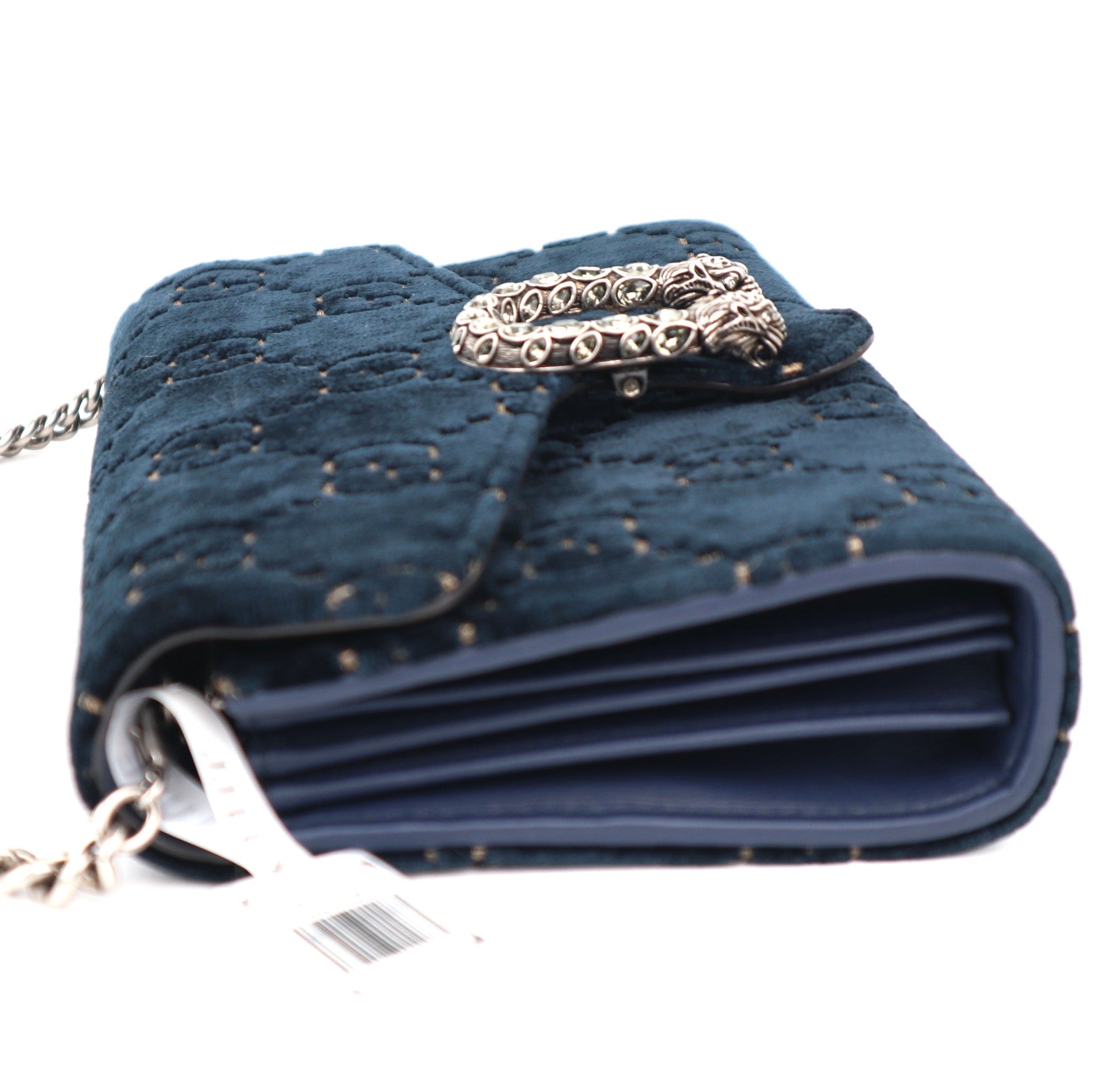 C1172 Gucci Dionysus chain wallet velvet crossbody bag  Navy -Pre Owned